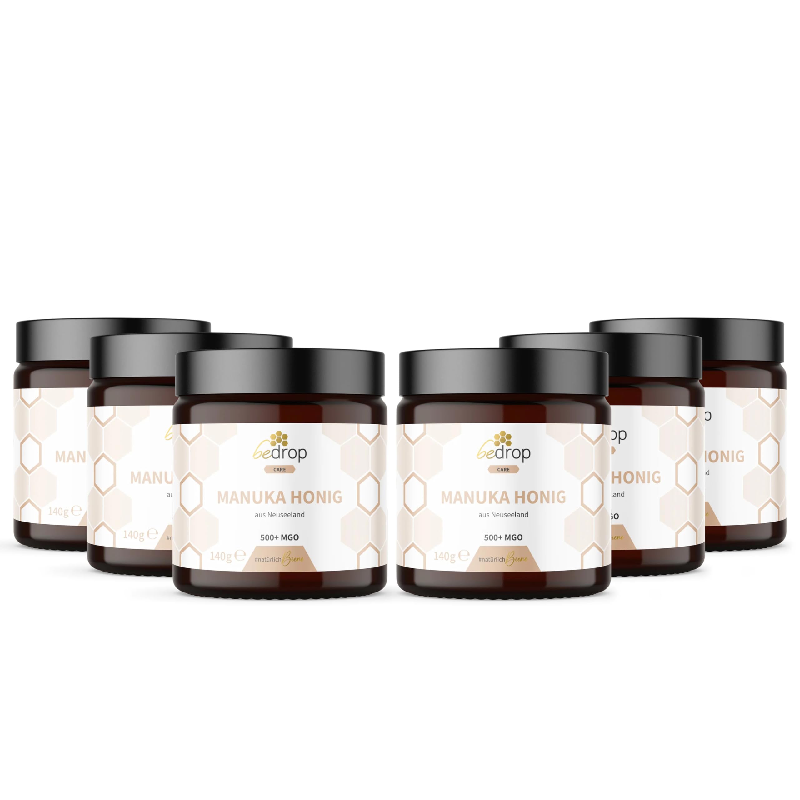 bedrop Manuka Honig mit MGO 500+ XXL Glas - 100% echter Premium Manukahonig aus Neuseeland mit zertifiziertem Methylglyoxal Gehalt (Analyse-Zertifikat) - 140g