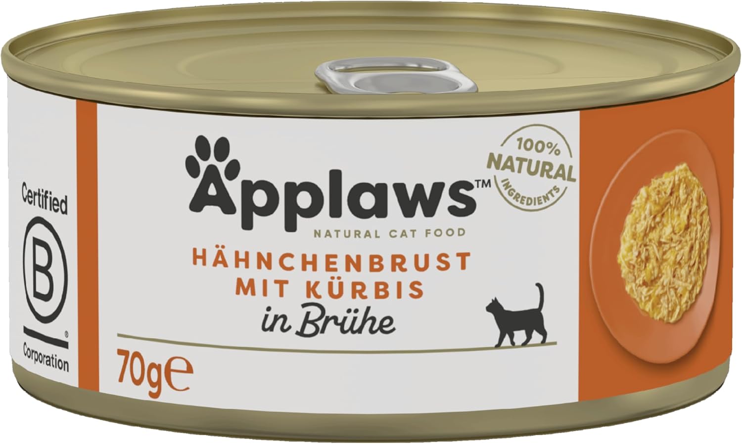 Applaws 100% Natural Thunfischfilet Nassfutter in Brühe für ausgewachsene Katzen - 24 x 70g Dosen