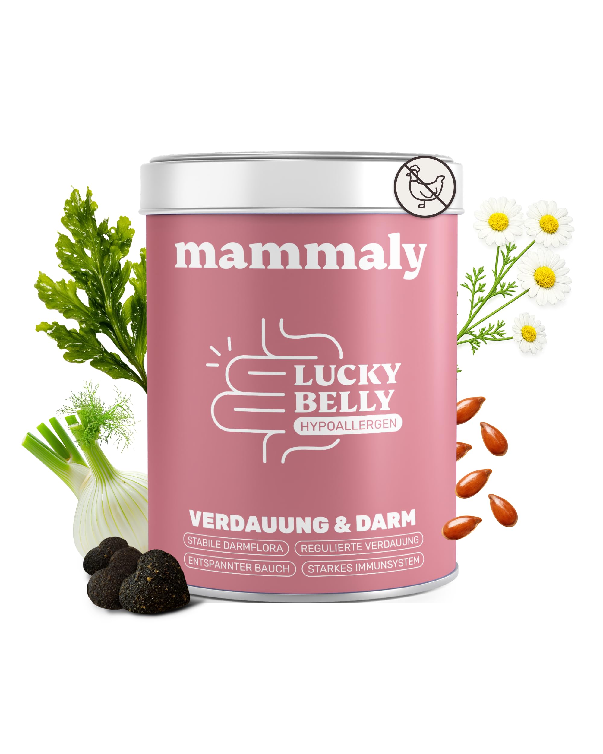 9-in-1 Probiotika für Deinen Hund - Lucky Belly Hypoallergen Allergie Fit ohne Huhn 120 Drops (350g) von mammaly-Bei Magenprobleme & Verdauungsprobleme für Magen-Darm,Verdauungssnacks bei Gras fressen