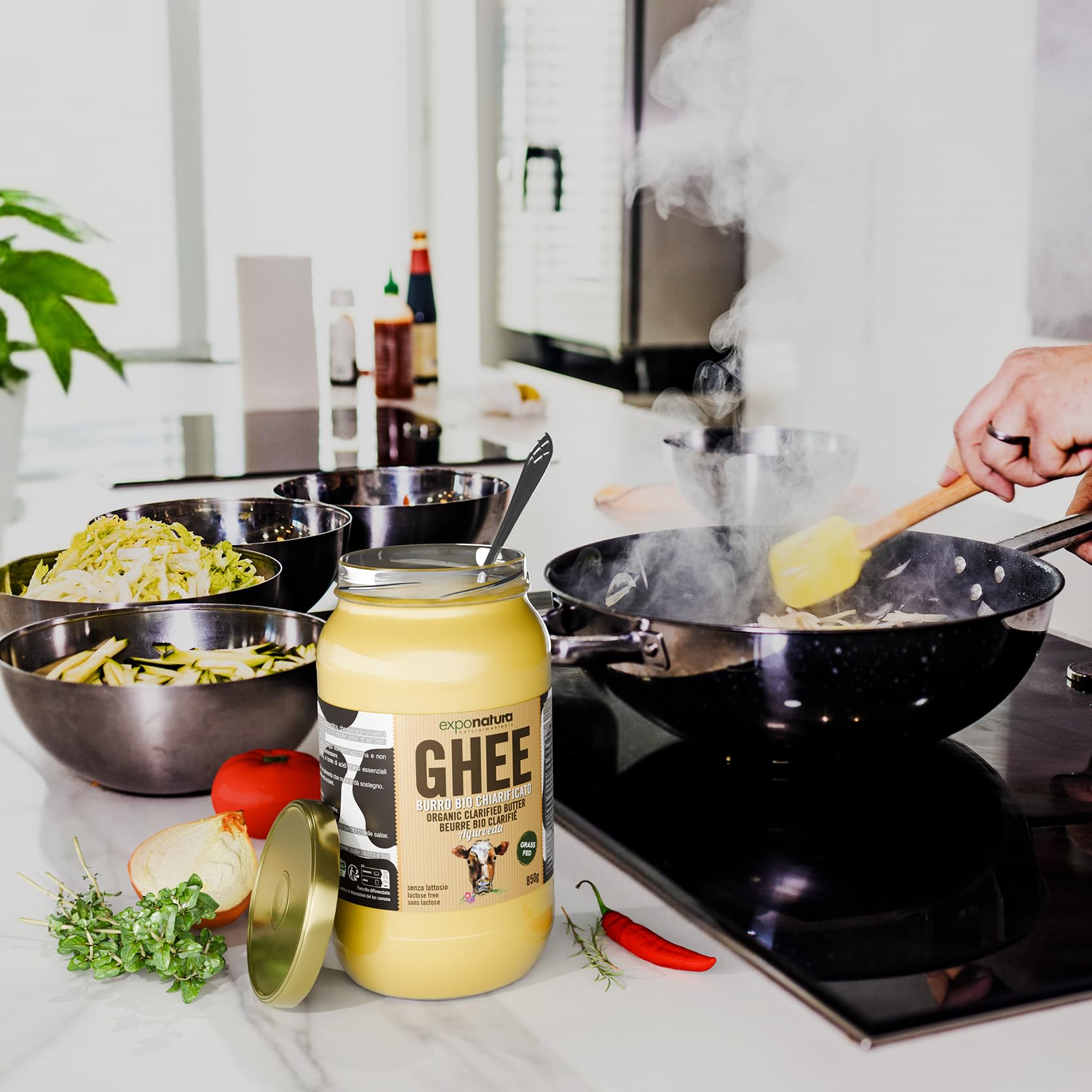 Exponatura Bio-Ghee - Geklärte Butter nach alter ayurvedischer Rezeptur - nur aus der Milch von Weidekühen - laktosefrei, extrem bekömmlich (500 g, Ghee)