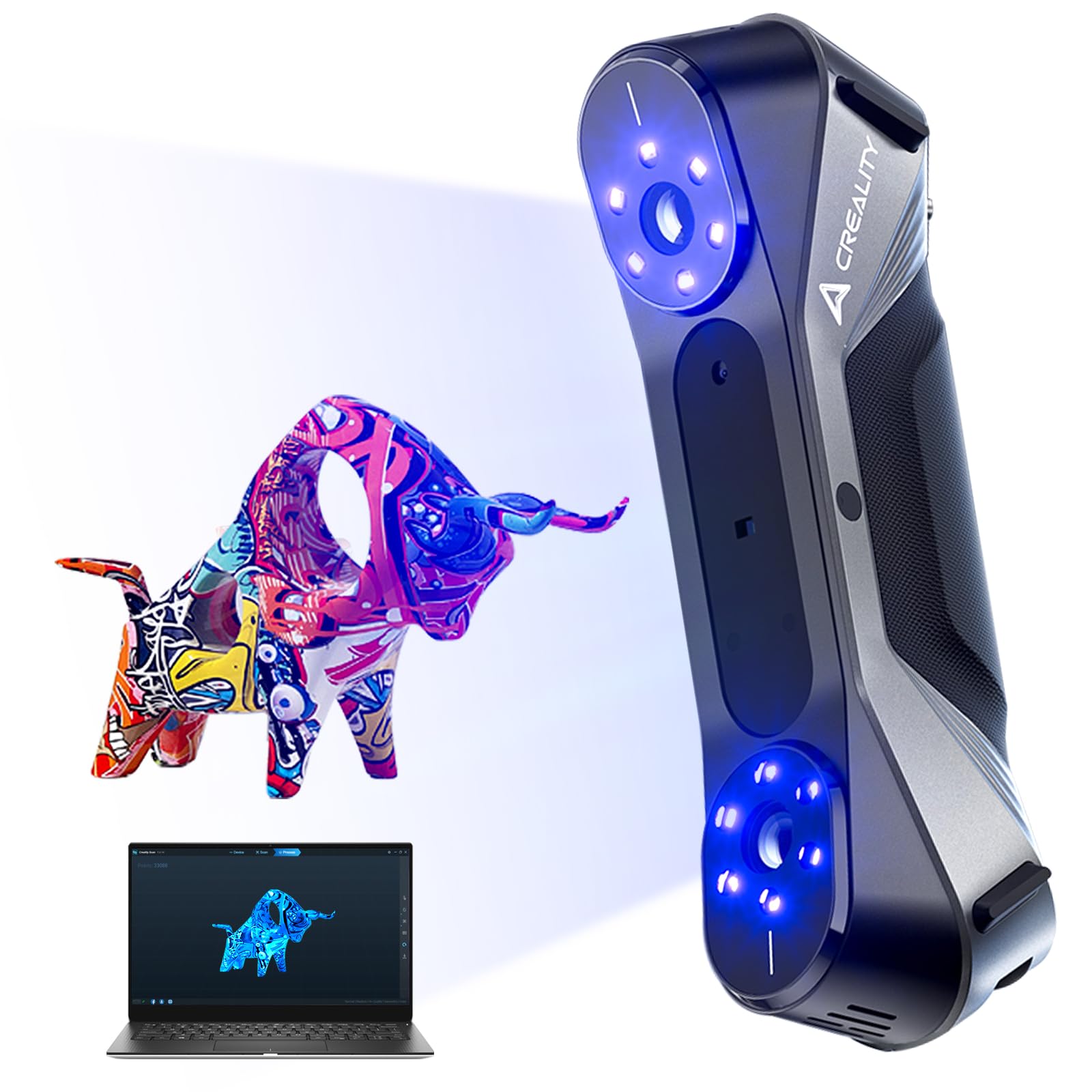 Creality Sermoon S1 3D Scanner, High-Precision 0.02mm Metrology-Grade 3D Scanner for 3D Printing with Blue/IR Laser, Exclusive Single-line Deep Hole scanning Technology, Wireless Support