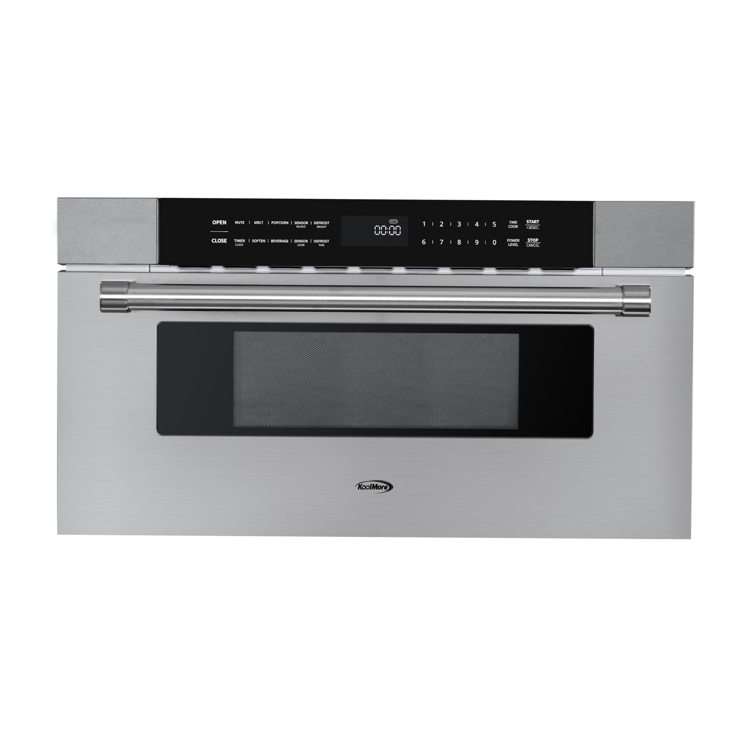 KoolMore Reserve Built-in Microwave Convection Oven with Air Fry, 3-in-1 Combo, Sensor Cook, Soft-Close Door, Stainless Steel, 24 in. / 1.6 cu. ft. with NEMA 5-20P Plug in Black