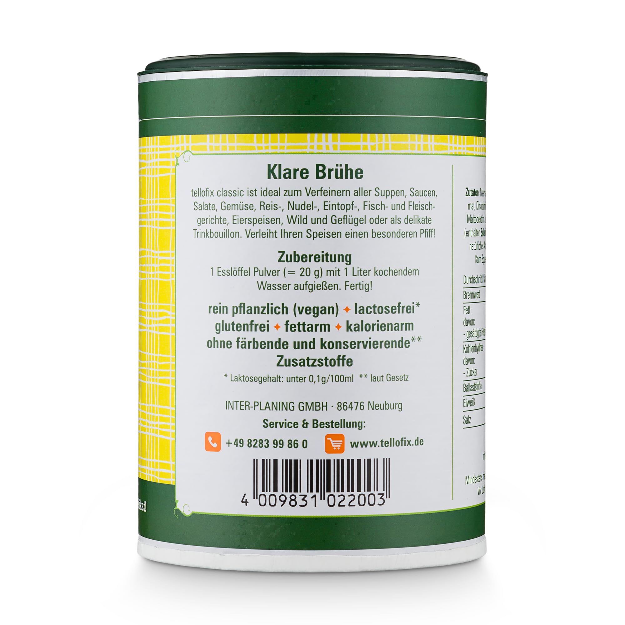tellofix Classic Klare Brühe 900g, vielseitige Gemüse Brühe, als Universal-Würzmittel zum Verfeinern von Suppen - kalorienarm, glutenfrei, lactosefrei & vegan, keine Farb- oder Konservierungssstoffe