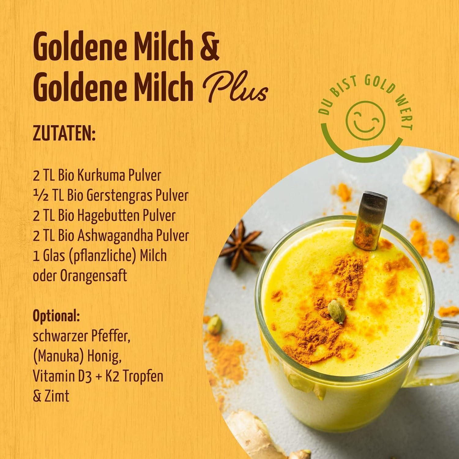 Kurkuma Pulver 1000g | fein gemahlene Kurkumawurzel in Bio-Qualität | Ideal zur Zubereitung einer Goldenen Milch, als Zugabe in Tee, asiatischen Gerichten, würzigen Suppen & Co | vom Achterhof
