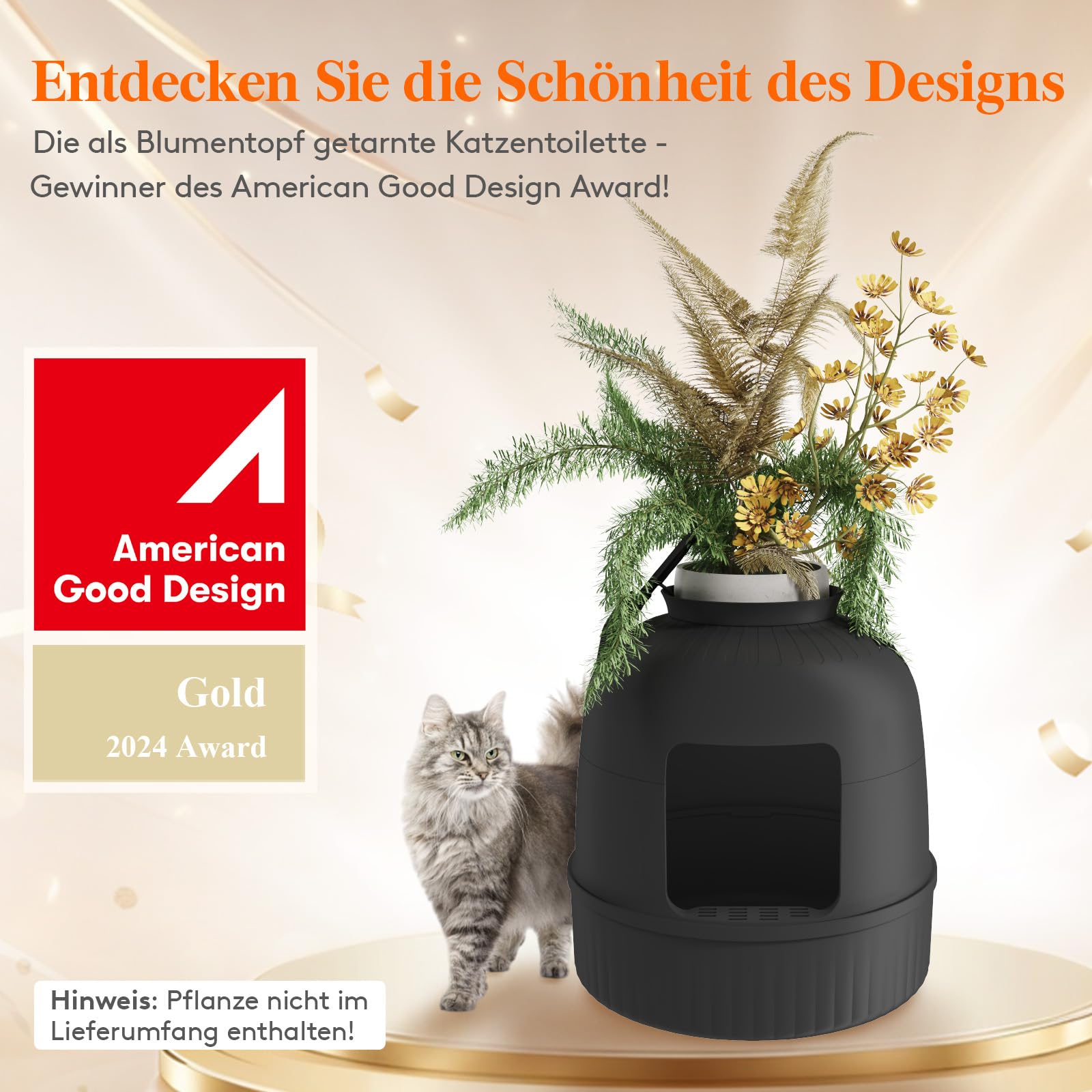 Lifewit Katzenklo Blumentopf mit Pflanze & Schaufel, Katzenklo Versteckt, Katzentoilette XXL mit Geruchskontrolle & Kohlefilter, Wohnzimmer, Schlafzimmer, Ecke, Weiß