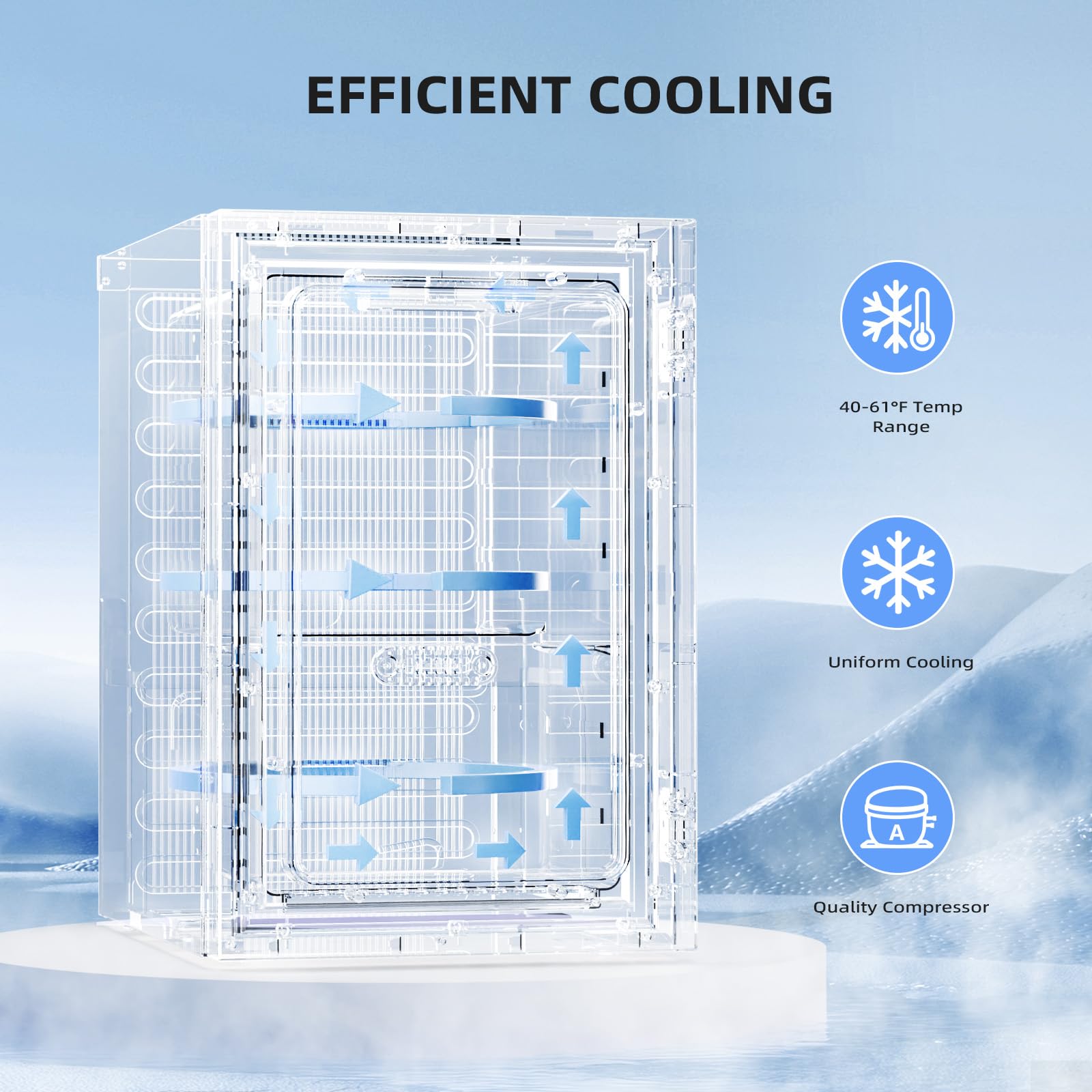 Antarctic Star Wine Cooler, Beverage Refrigerator, 16 Bottle Freestanding Quiet Wine Cellar Front Glass Door for Home and Bar, Digital Temp Control, 1.71 Cu.Ft.