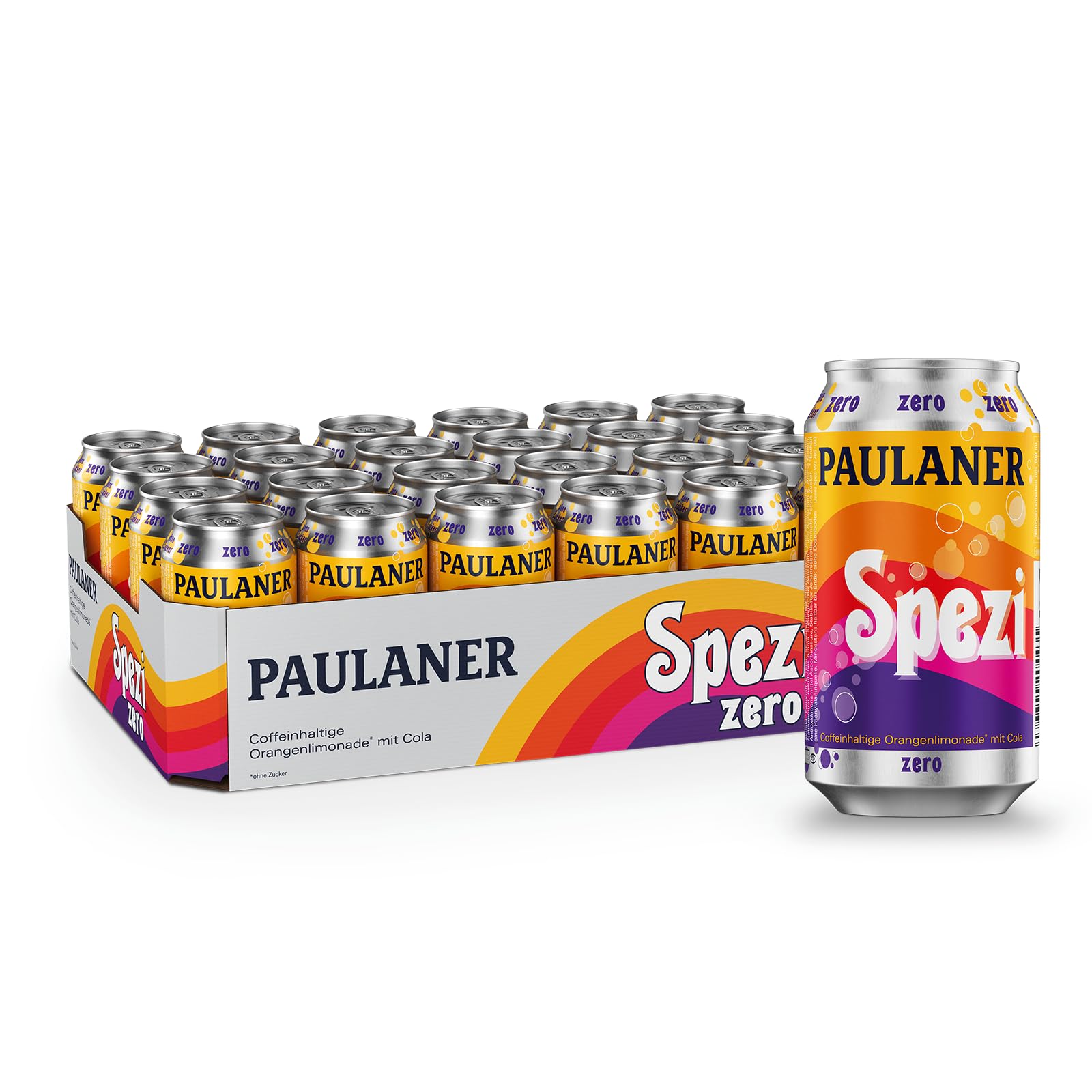 Paulaner Spezi Zero • Erfrischungsgetränk mit Cola & Orange ohne Zucker • EINWEG (24x0,5l)
