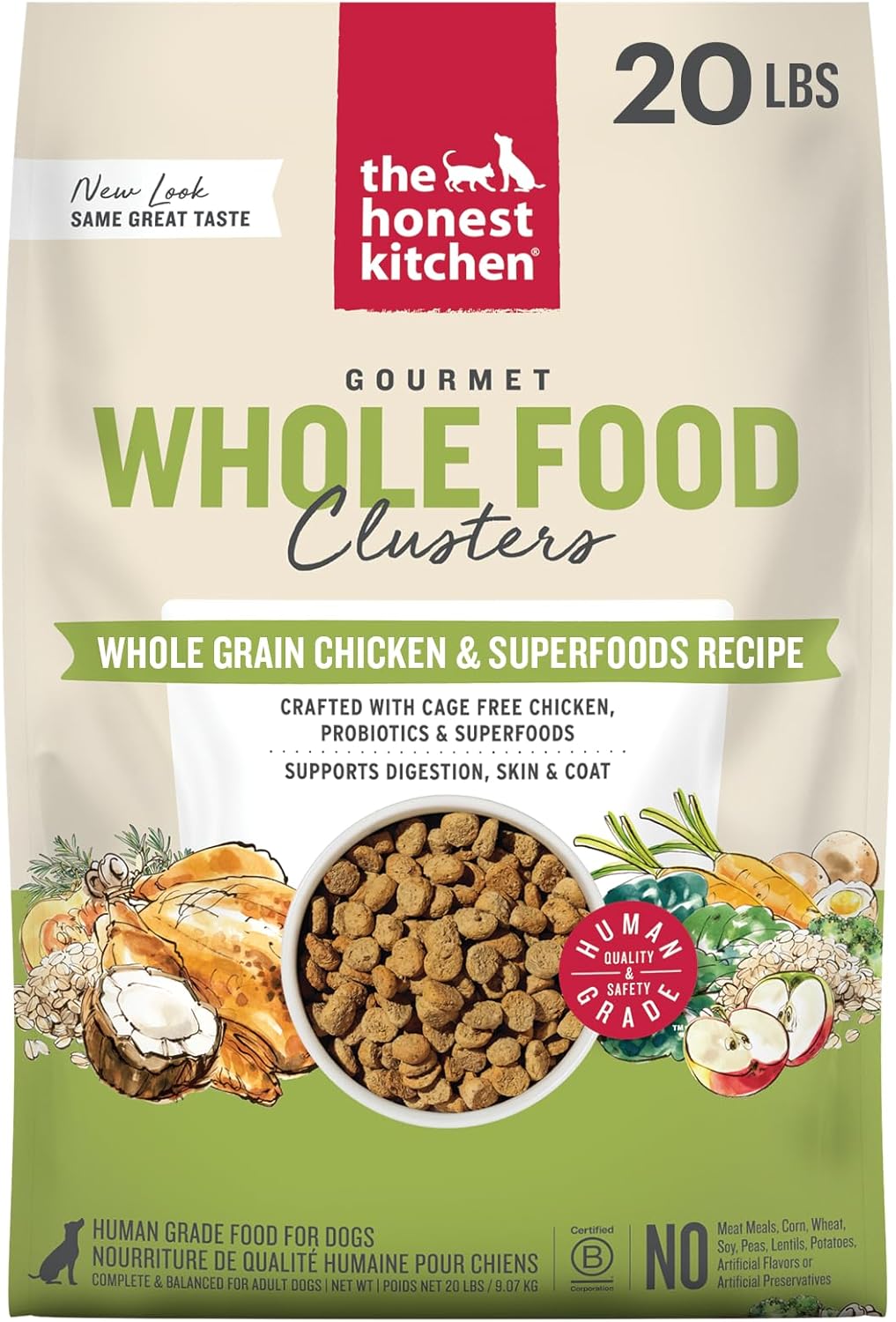The Honest Kitchen Whole Food Clusters Whole Grain Chicken & Oat Dry Dog Food, 5 lb Bag