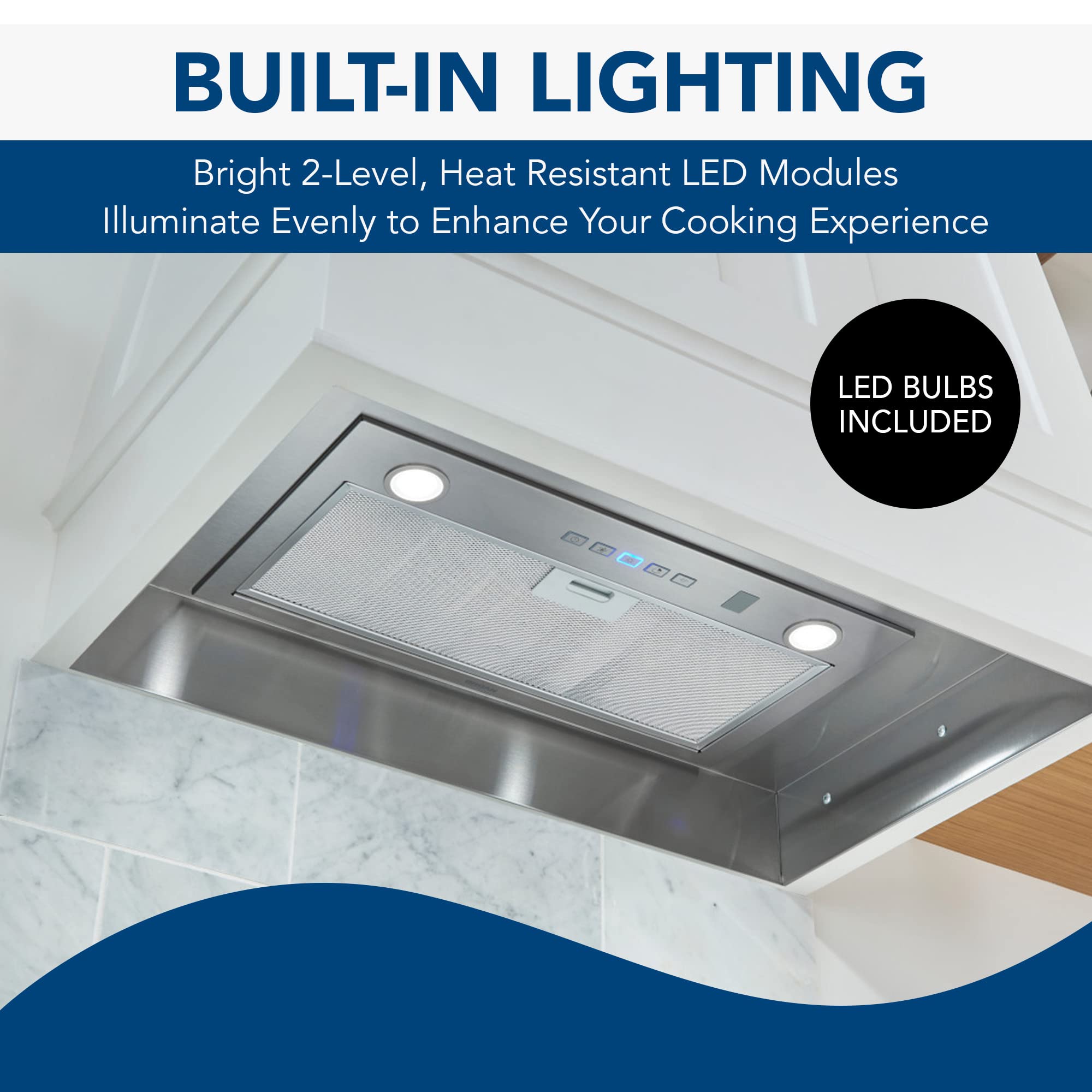 Broan-NuTone PM300SS Custom Power Pack Range Hood Insert with 2-Speed Exhaust Fan and Light, 300 Max Blower CFM, Stainless Steel, 21-Inch Built