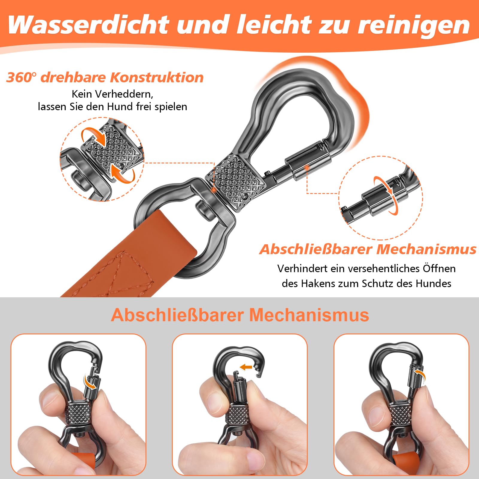 X XBEN Wasserdicht Schleppleine für Hunde,3M 5M 10M 15M 20M 30M Gummierte Schleppleine mit Abschließbarer Karabine,Wasserfest Hundeleine Laufleine für Große bis Kleine Hunde,Robuste Trainingsleine