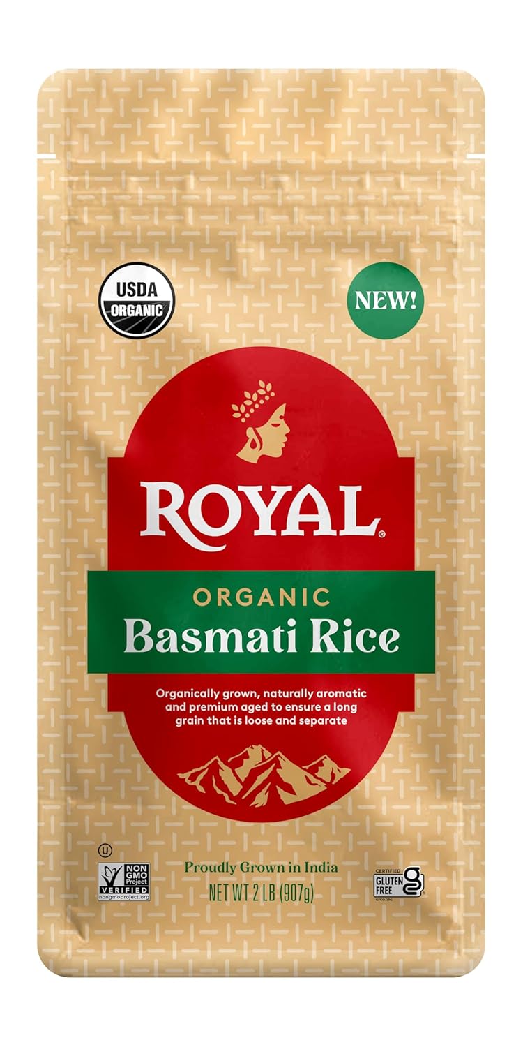Royal - Naturally Aged Authentic Long Grain Indian White Basmati Rice - 10 Pounds (2 x 5 Pound Bag)