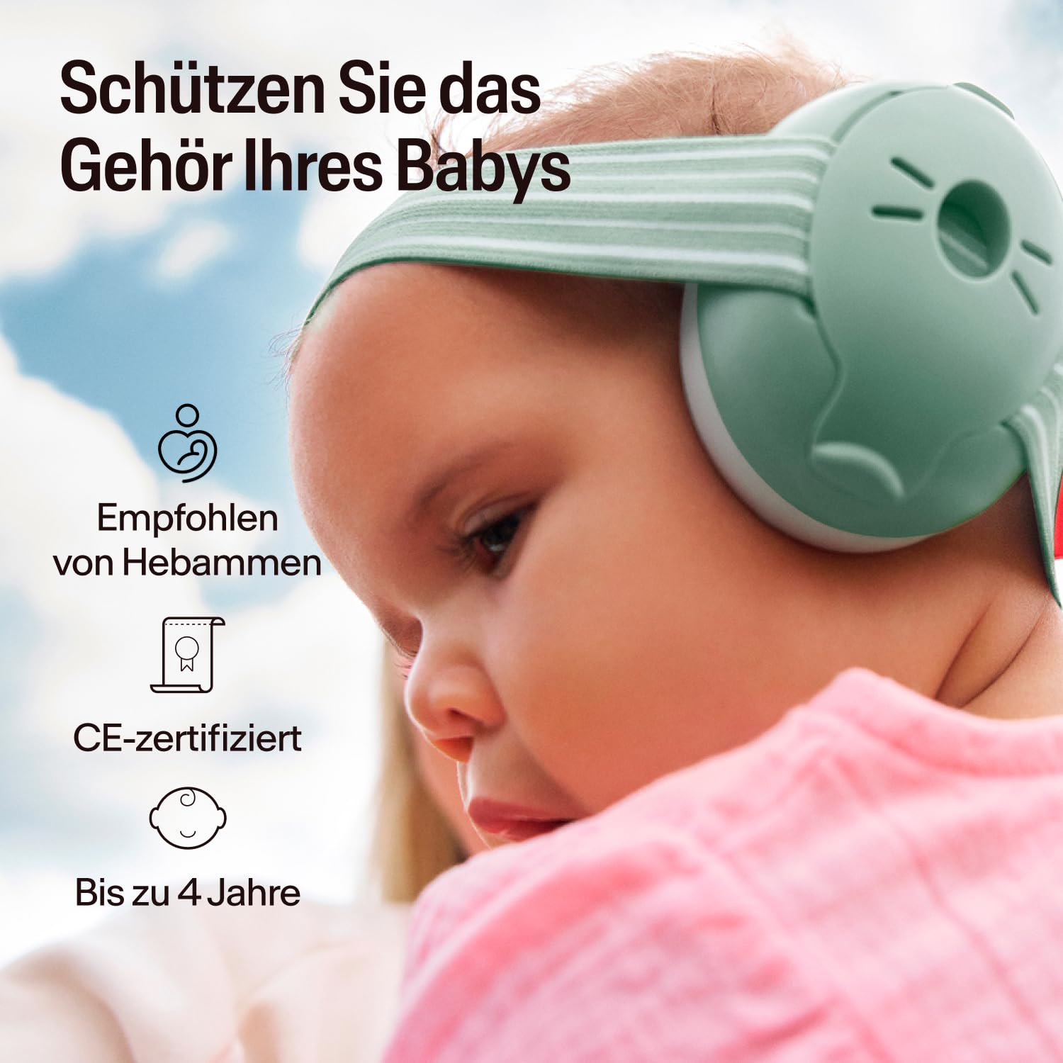 Alpine Muffy Baby Classic - Gehörschutz für Babys - Verstellbares ANTI-SLIP-Kopfband bis 48 Monate - In Deutschland auf Sicherheit getestet - Lärmschutz Kopfhörer verhindert Gehörschäden, Schwarz
