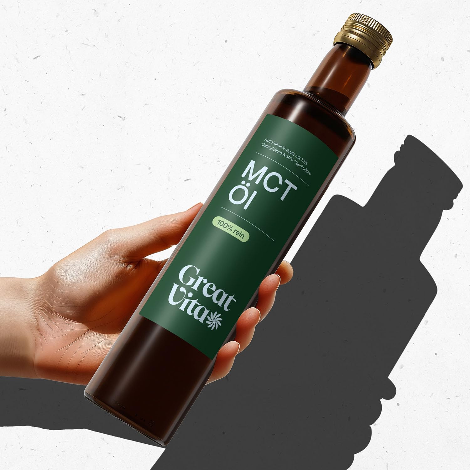 GreatVita MCT Öl auf Kokosölbasis 2x 500 ml | C8 & C10 Fettsäuren, Premium Qualität - 70% Caprylsäure & 30% Caprinsäure - Aufdruck kann variieren