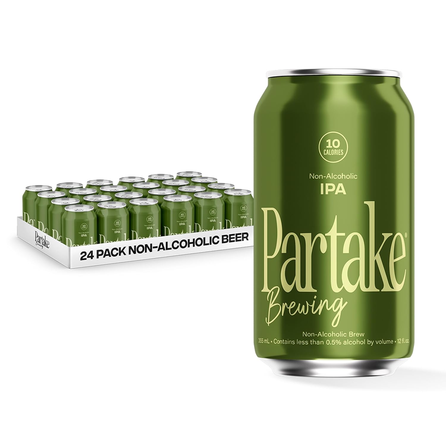 Partake Brewing Craft Non-Alcoholic Beer, IPA 12 Pack x 12 Fl Oz Cans - Low Calorie & Carb, No Sugar, All-Natural Ingredients - Award-Winning Taste, Non-Alcoholic Beer Without the Empty Calories