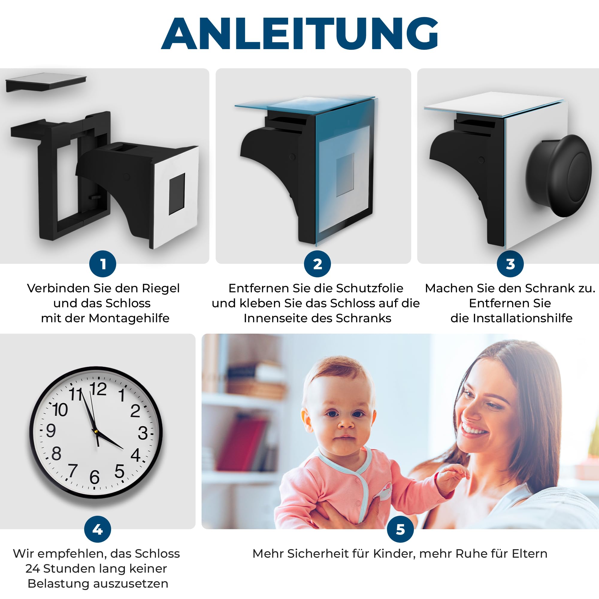 Hoffenbach Magnetische Kindersicherung 12 Schlösser + 3 Schlüssel – Schranksicherung & Schubladensicherung ohne Bohren – Unsichtbarer Magnetverschluss – Weiß