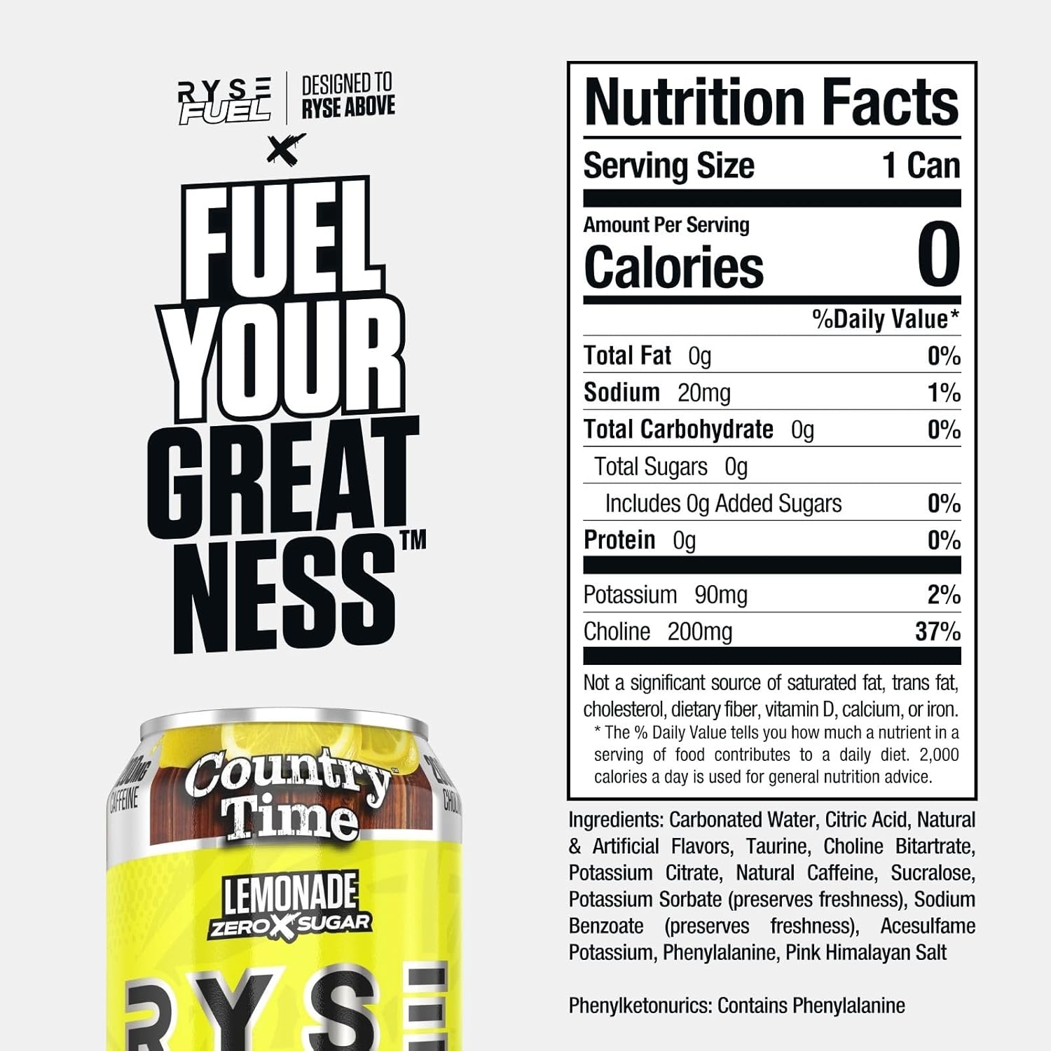 RYSE Fuel Energy Drink - Variety Pack - Sugar Free, Gluten Free & Vegan - 200mg Natural Caffeine, Taurine & Choline for Focus & Energy - No Artificial Colors - 16 fl oz Cans (12-Pack)