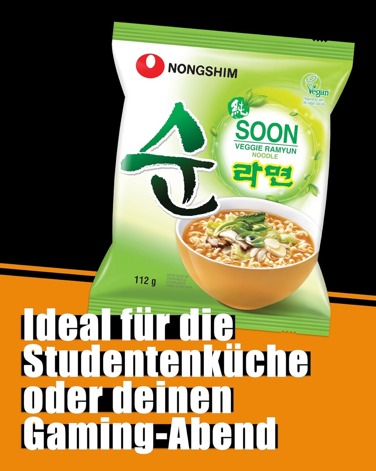 Nong Shim Instantnudeln Soon Veggie Ramyun – Koreanische Gemüse Ramen Suppe mild - schnelle Zubereitung – 20er Vorteilspack à 112g | Multipack