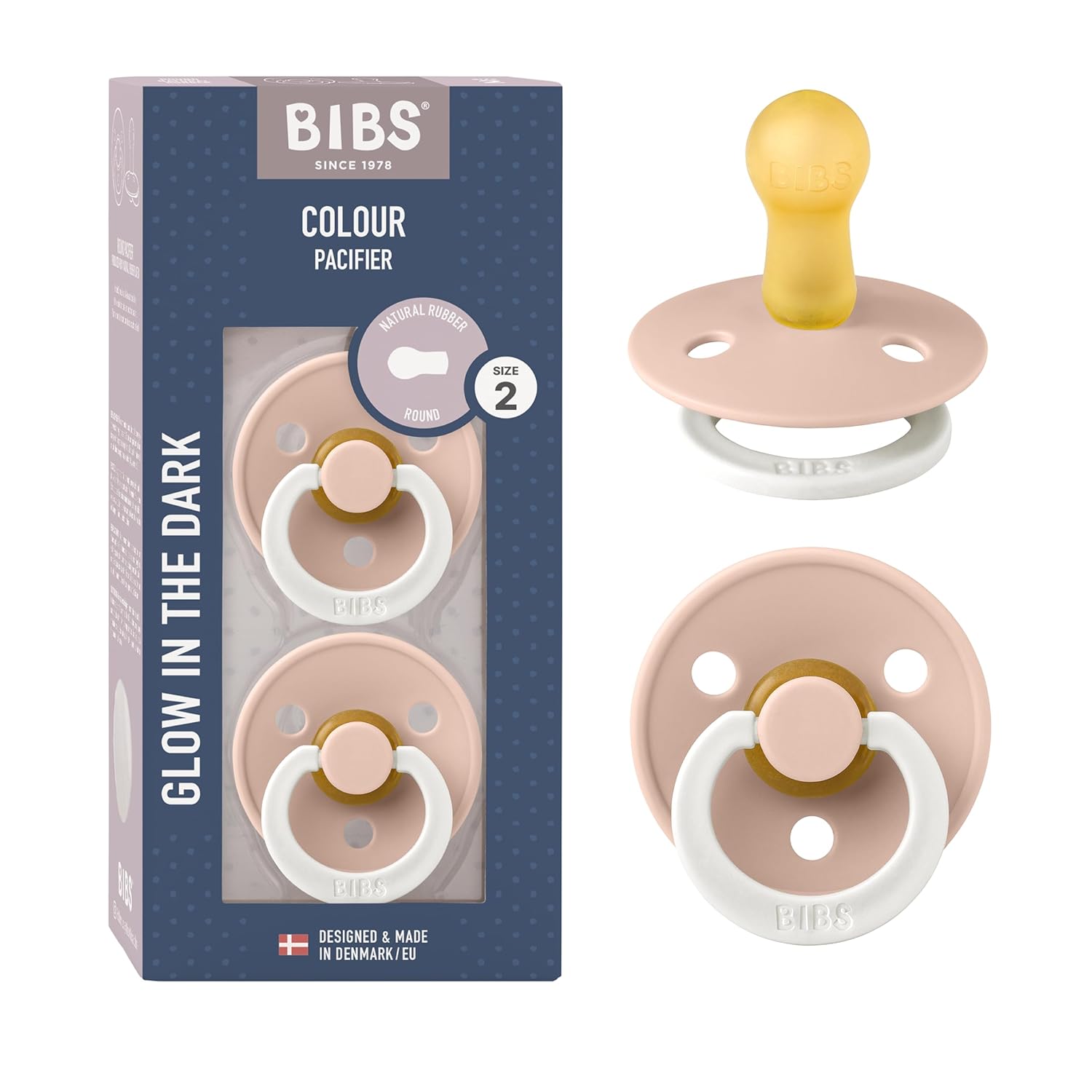 BIBS Colour Schnuller 2er-Pack, BPA-frei, Kirschform Nippel. Naturkautschuk/Latex, Hergestellt in Dänemark. Größe 1 | 0+ Monate | 2-Pack, Ivory/Sage