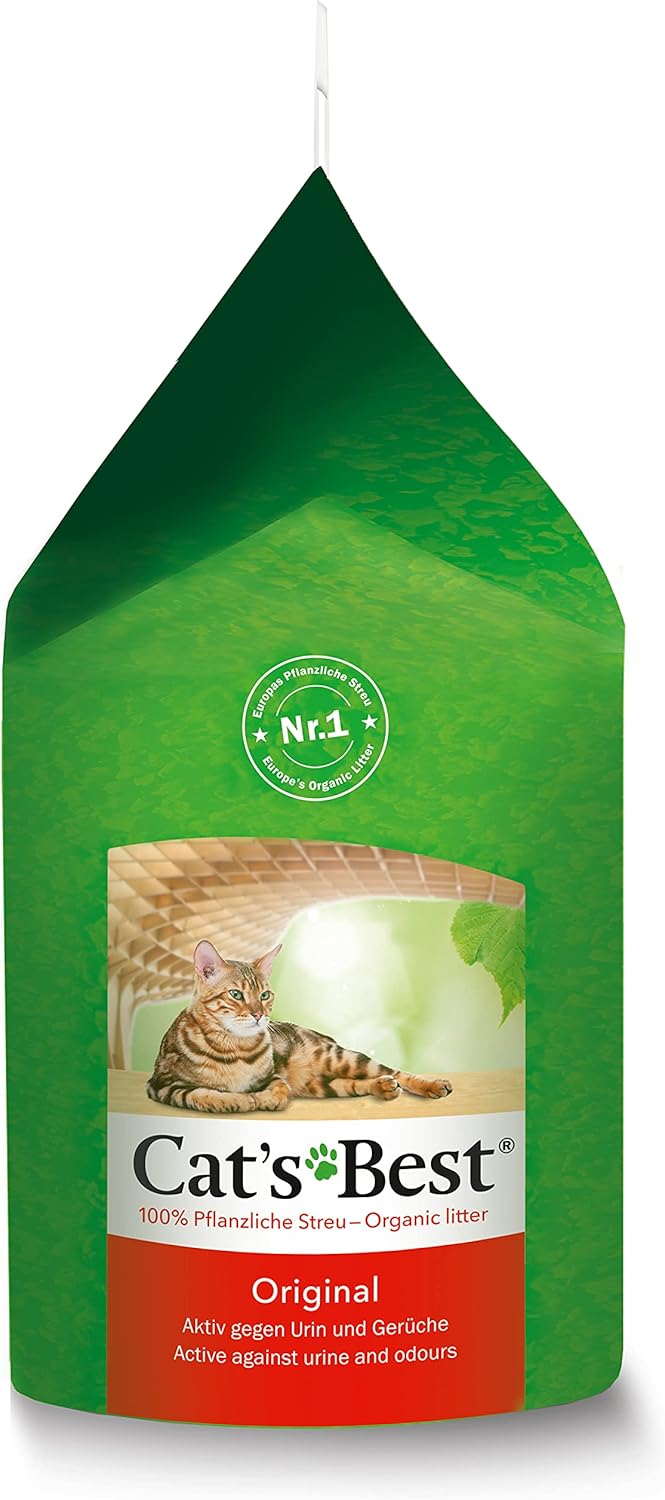 Cat’s Best Original Katzenstreu, 100% pflanzliches Katzenklumpstreu mit maximaler Saugfähigkeit – bekämpft Gerüche natürlich und aktiv, 8,6 kg/20 l (Verpackung kann variieren)