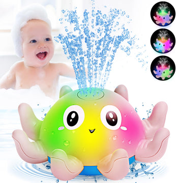 Jovicos Badewannenspielzeug, Oktopus Spray Wasserspielzeug mit Licht, Badespielzeug Baby Badewann Spielzeug Kinder Geschenk (Blau)