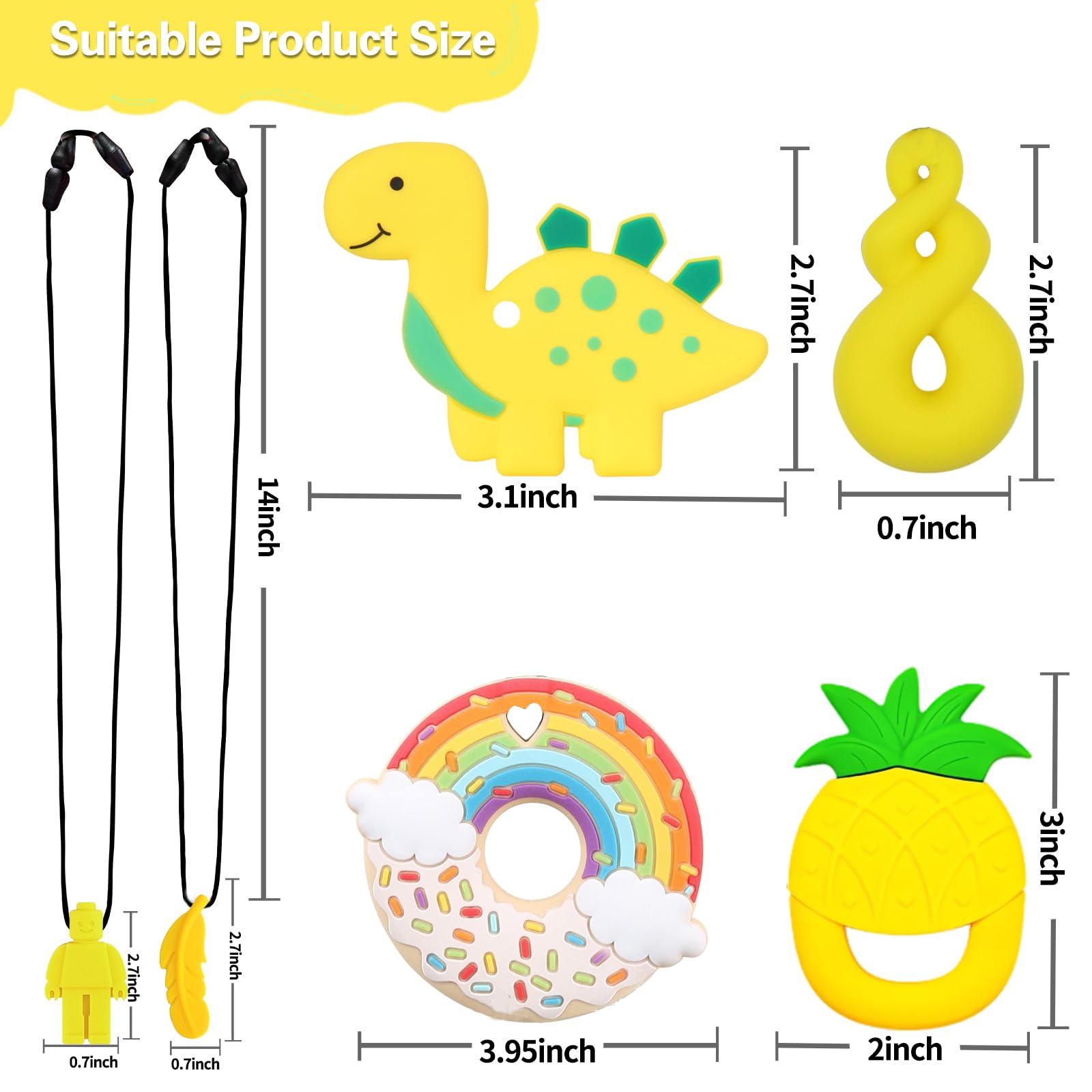 Kaukette für Kinder, 6 Stück Sensory Kauen Halskette, Silikon Beißring für Baby, Autismus Spielzeug für Jungen und Mädchen, Perfekt für Kinder mit ADHS, Zahnen, Beißende, Fingernägel Kauen (Blau)