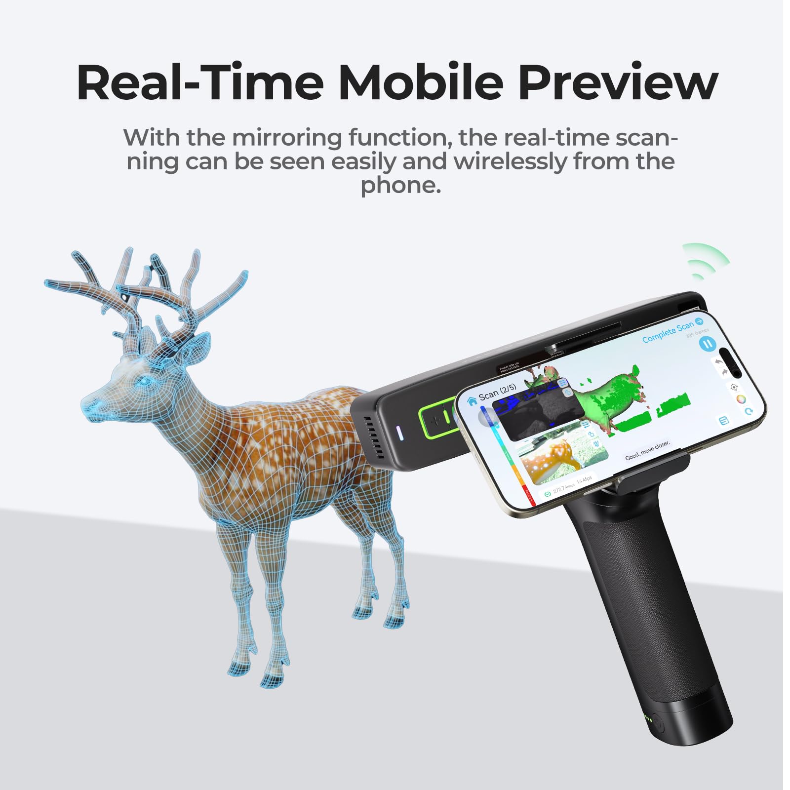 Creality 3D Scanner CR-Scan Ferret Pro for 3D Printing, Upgrade Handheld Scanner with Wireless Scanning Anti-Shake Tracking, Fast Full-Color Scan, 0.1mm Accuracy for iOS/Android Phone PC Win 10/11