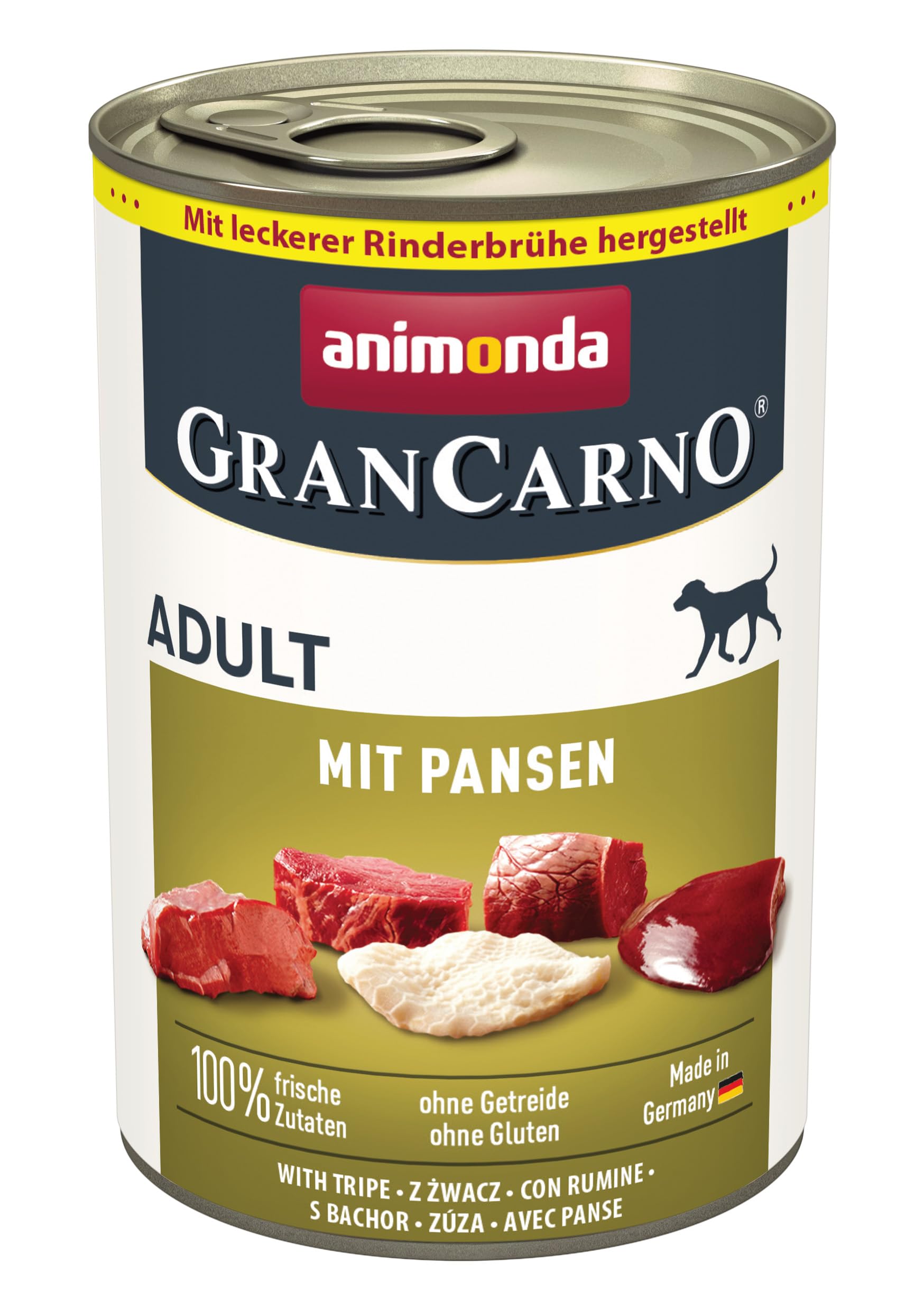 animonda GranCarno Hunde Nassfutter mit Rind + Entenherzen (6 x 800 g), getreidefreies Hundenassfutter ohne Zucker, für ausgewachsene Hunde, mit frischen fleischigen Zutaten