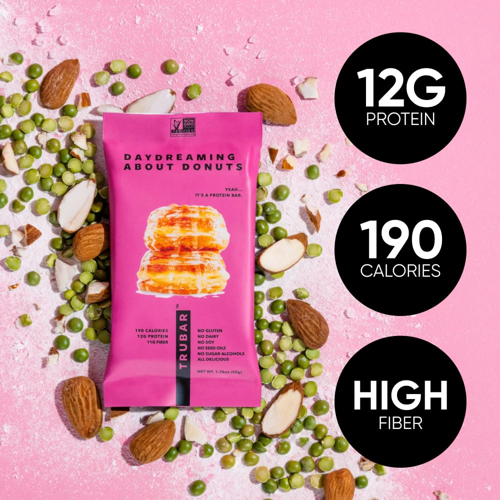 TRUBAR Vegan Protein Bars - Soy Free, Dairy Free, Gluten Free Protein Bars - No Sugar Alcohols - Non-GMO - 12g of Protein - It's Mint To Be Chip - 12 Count
