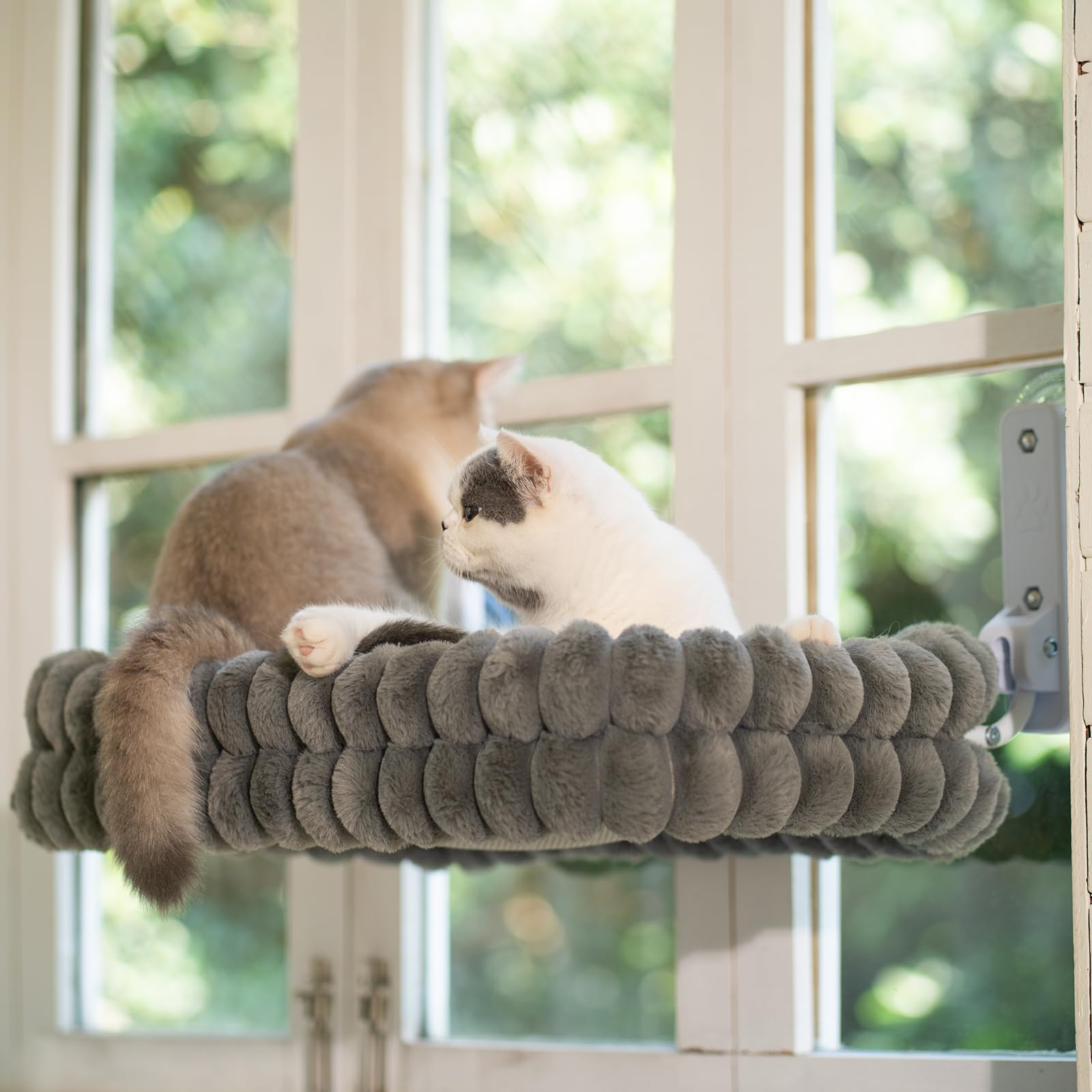 CheerPals Katzen Fensterliege, Weich Abnehmbarem Wendebezug Hängematte, Faltbare Katzenliege, Fenster Katzenbett mit Stabiles Stahlgestell und Saugnäpfe, Halt bis 18kg