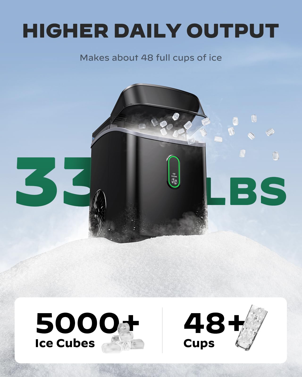 Silonn Ice Maker Countertop, Portable Ice Machine with Carry Handle, Self-Cleaning Ice Makers with Basket and Scoop, 9 Cubes in 6 Mins, 26 lbs per Day, Ideal for Home, Kitchen, Camping, RV