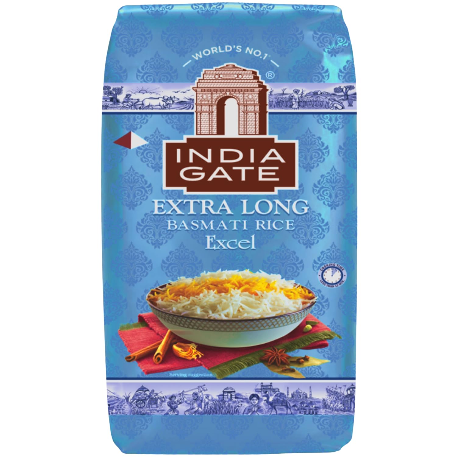 INDIA GATE Premium Basmati Reis – Feiner, aromatischer Langkornreis aus Indien, feines Langkorn (1 x 5 kg)