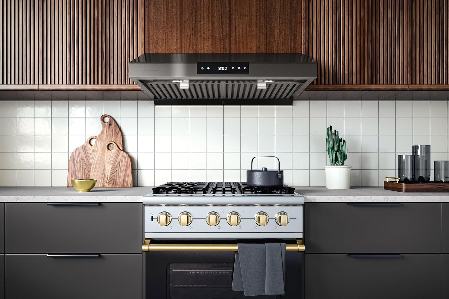 Hauslane Range Hood 30 Inch - Ducted Under Cabinet Range Hood 30" Stainless Steel Kitchen Hood, 6 Speed Vent Hood 30 Inches, Stove Vent Hood for Kitchen, Vent Hoods 30 Inch with LED - Chef Series PS18