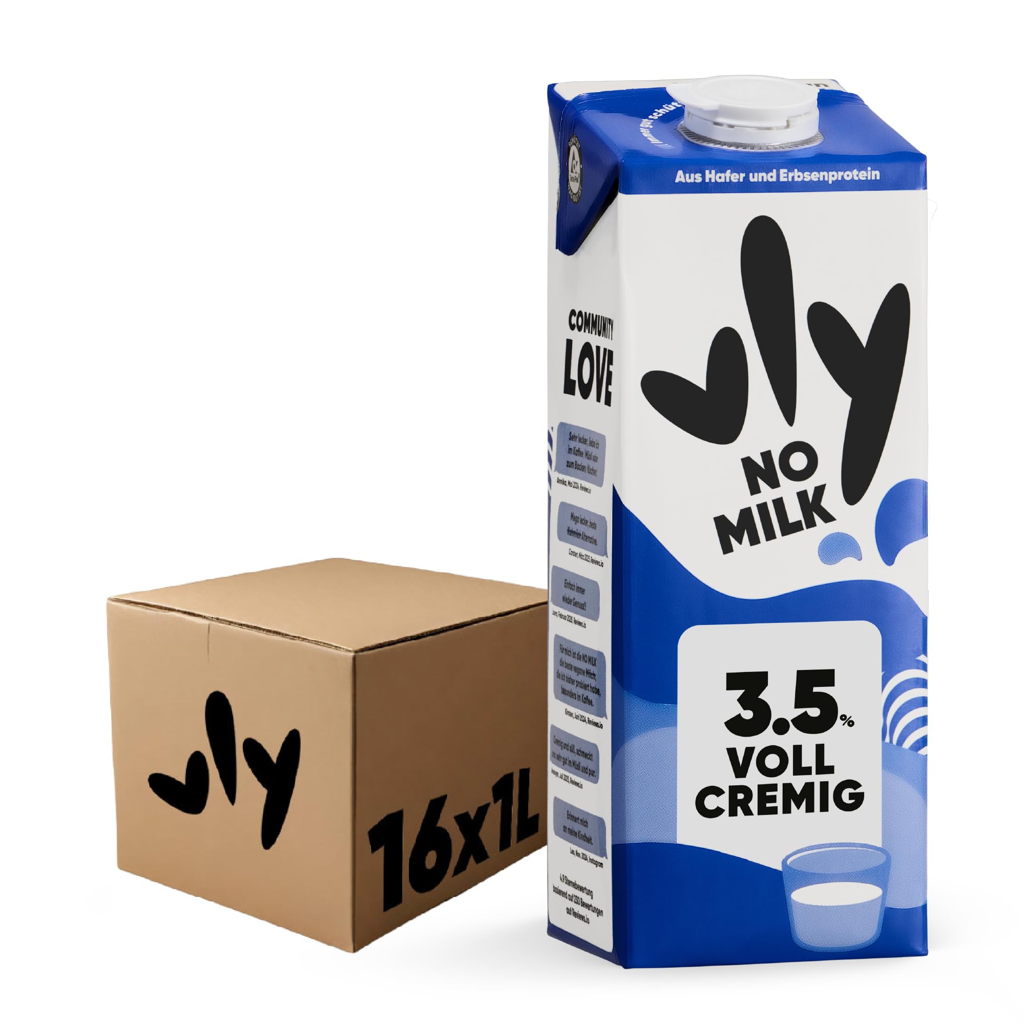 vly BARISTA - Die vegane Milchalternative aus Erbsenprotein | Cremiger Schaum | Reich an Ballaststoffen, Calcium, Vitaminen & Protein | Laktosefrei, Glutenfrei, Zuckerarm, Pflanzlich - 16x1L