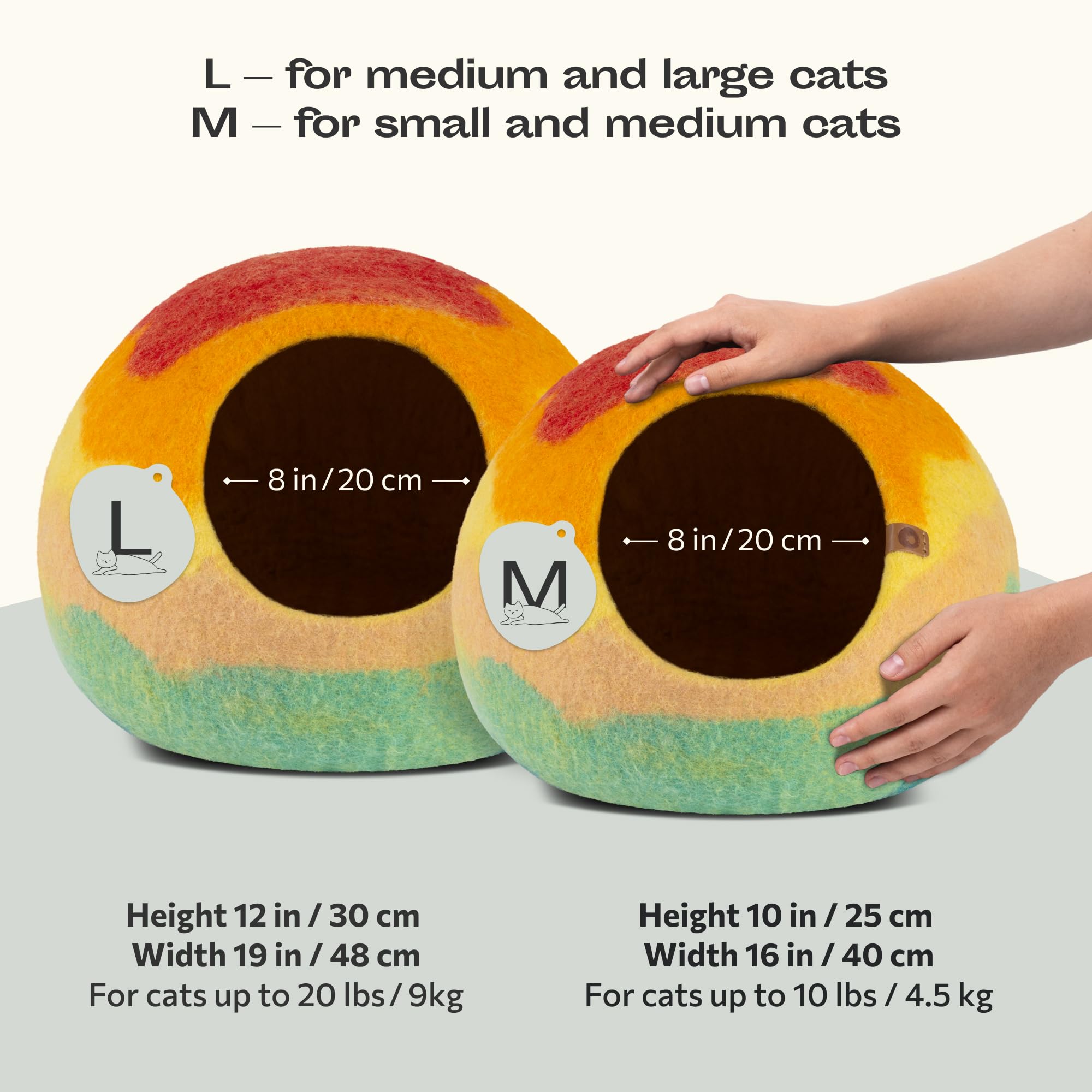 MEOWFIA Katzenbett aus Merinowolle – Handgefilztes, Umweltfreundliches Katzenbett für Katzen & Kätzchen – Weiches Schlafbett, Warm im Winter & Kühl im Sommer, Stilvolles Design