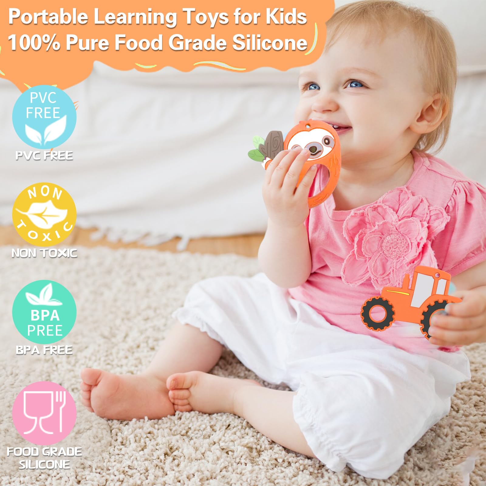 Kaukette für Kinder, 6 Stück Sensory Kauen Halskette, Silikon Beißring für Baby, Autismus Spielzeug für Jungen und Mädchen, Perfekt für Kinder mit ADHS, Zahnen, Beißende, Fingernägel Kauen (Blau)