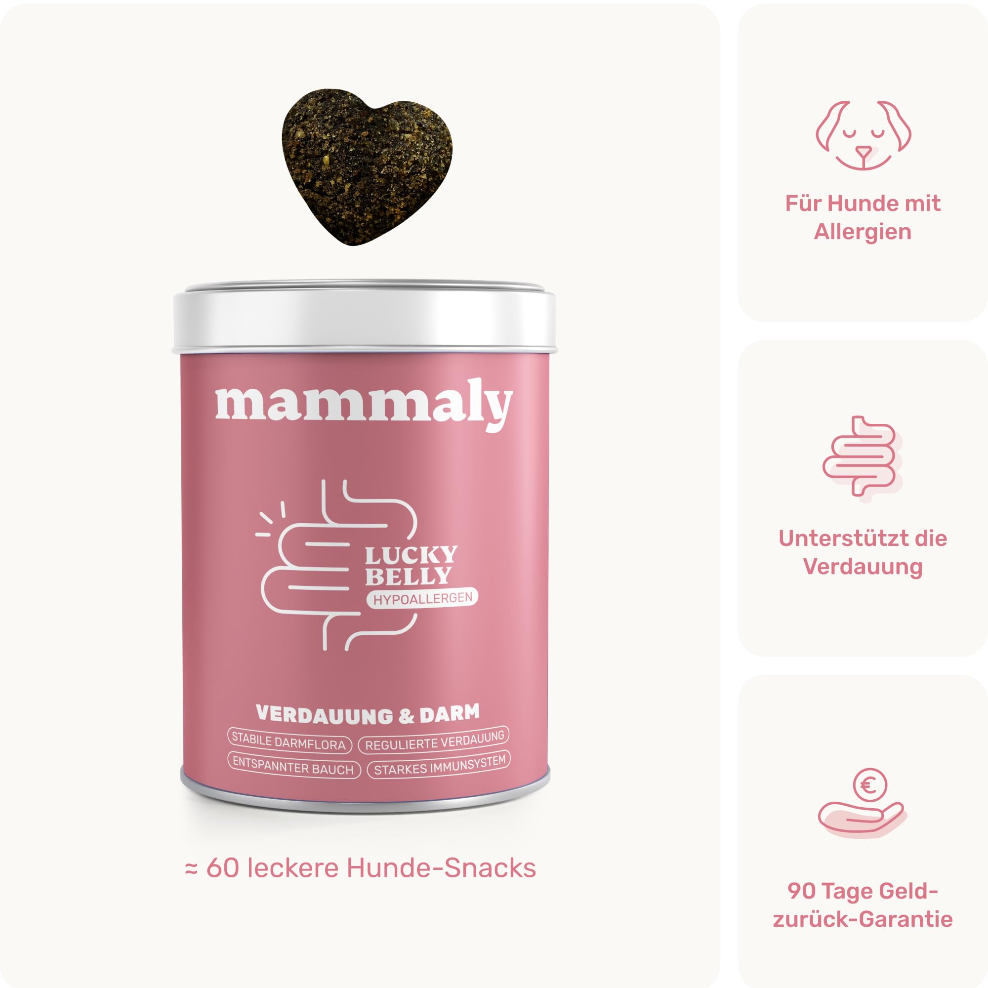 9-in-1 Probiotika für Deinen Hund - Lucky Belly Hypoallergen Allergie Fit ohne Huhn 120 Drops (350g) von mammaly-Bei Magenprobleme & Verdauungsprobleme für Magen-Darm,Verdauungssnacks bei Gras fressen