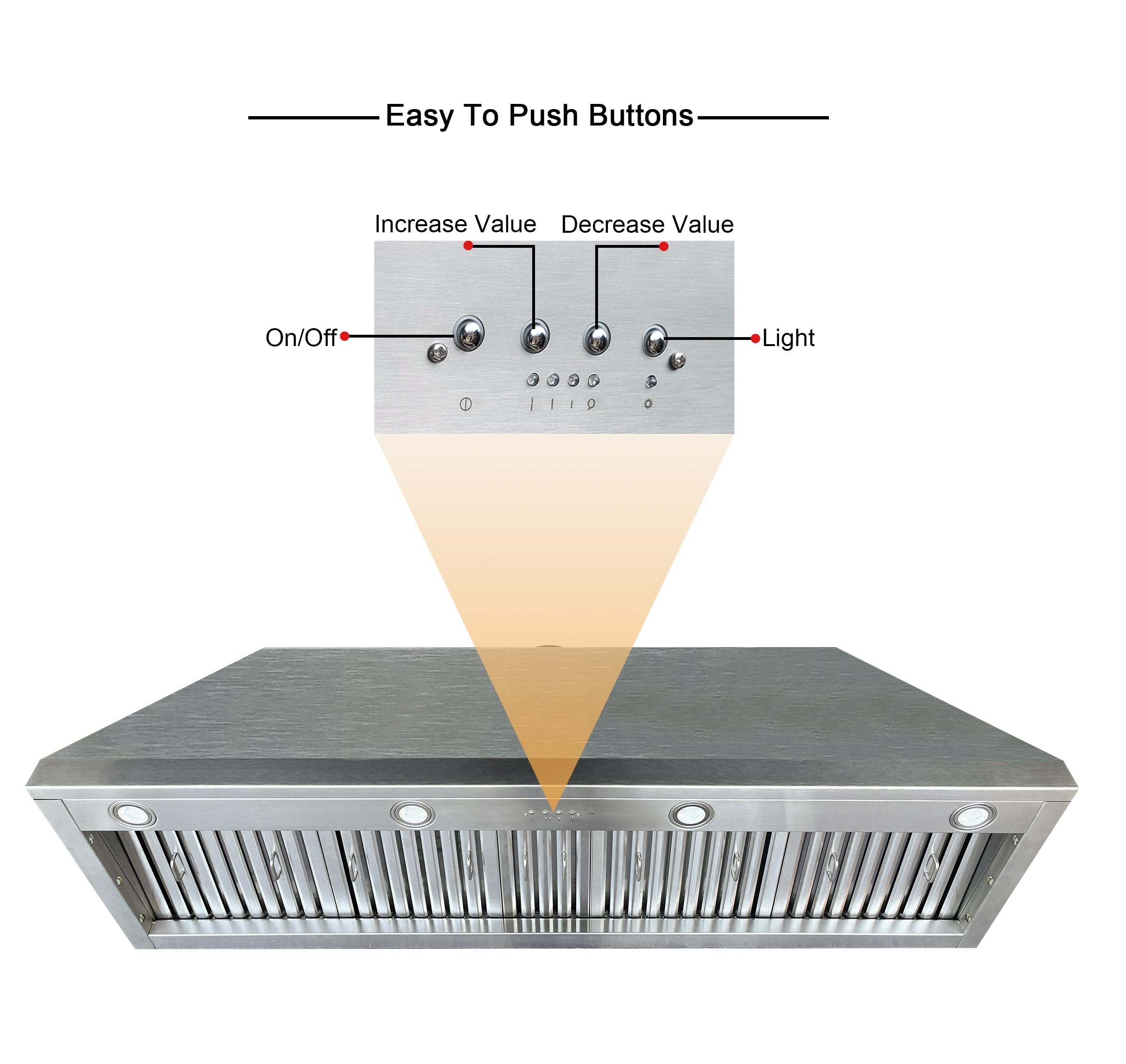 CT Copper Tailor Built-in Range Hood Insert Vent 48 Inch, 1150 CFM with 4-Speed Fan, LED Light, Dishwasher-safe Baffle Filter,Stainless Steel