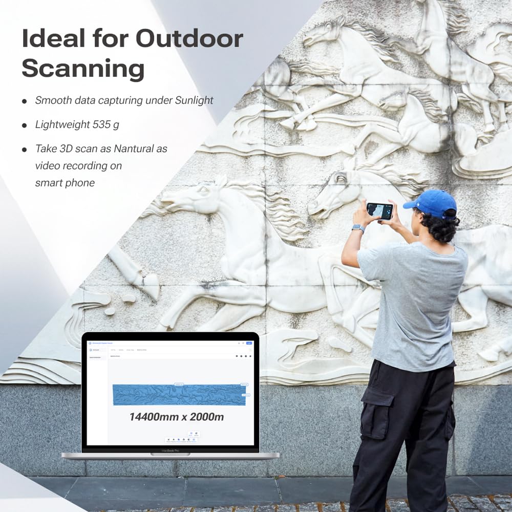 EINSTAR Vega 3D Scanner with Tripod, Portable Wireless 3D Scanner with All-in-one Design, Comprehensive Object Scanning, Support Outdoor Scanning, 32G RAM + 512G SSD, 2K AMOLED Touch Screen