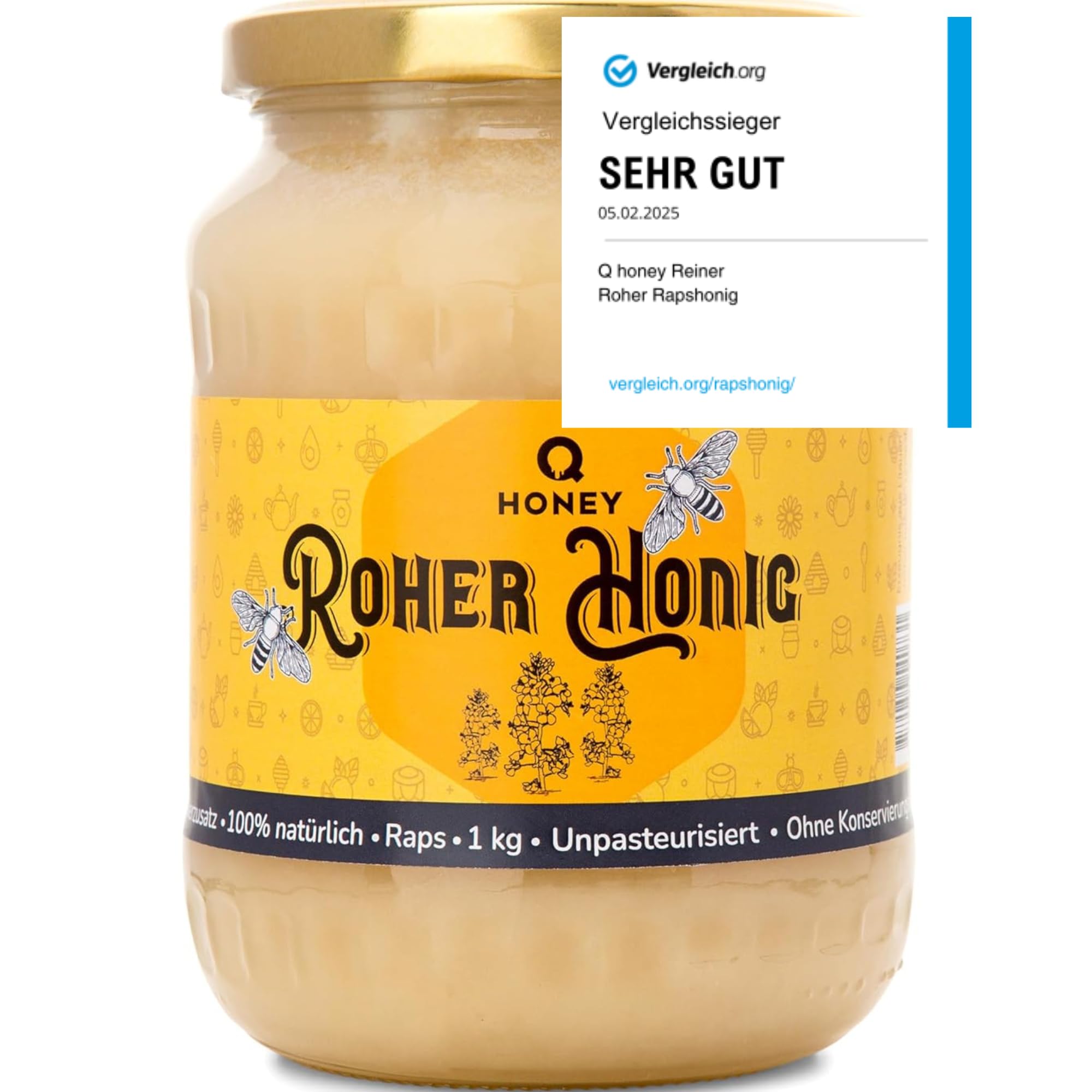 Q Honey – Wildblütenhonig vom Imker, NMR-geprüft, geprüfte Qualität & international anerkannt 2025, 1 kg