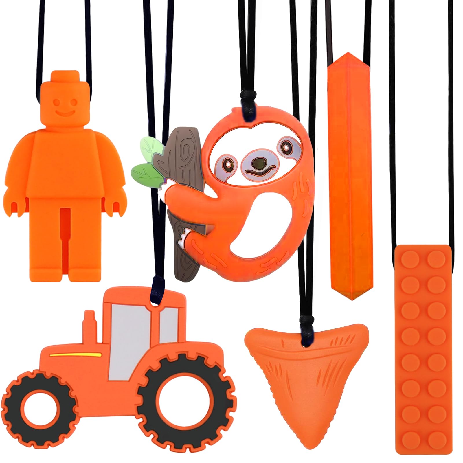 Kaukette für Kinder, 6 Stück Sensory Kauen Halskette, Silikon Beißring für Baby, Autismus Spielzeug für Jungen und Mädchen, Perfekt für Kinder mit ADHS, Zahnen, Beißende, Fingernägel Kauen (Blau)