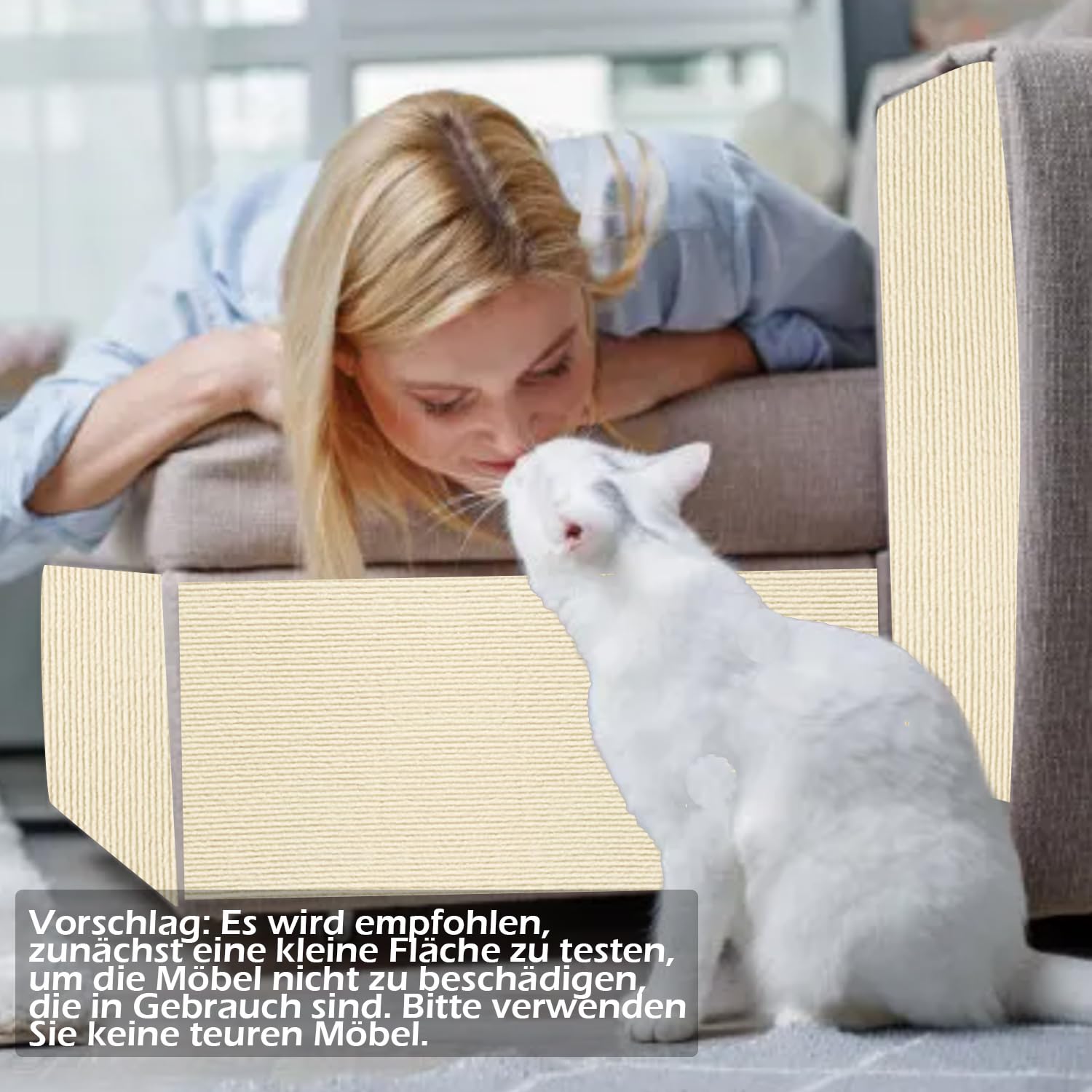 200cmx40cm Selbstklebend Kratzmatte, DIY Kratzbrett, Kratzschutz Sofa, Katzenkratzmatte, AntiKratz Tape für Katzenständer, Holzgriff, Katzenturm