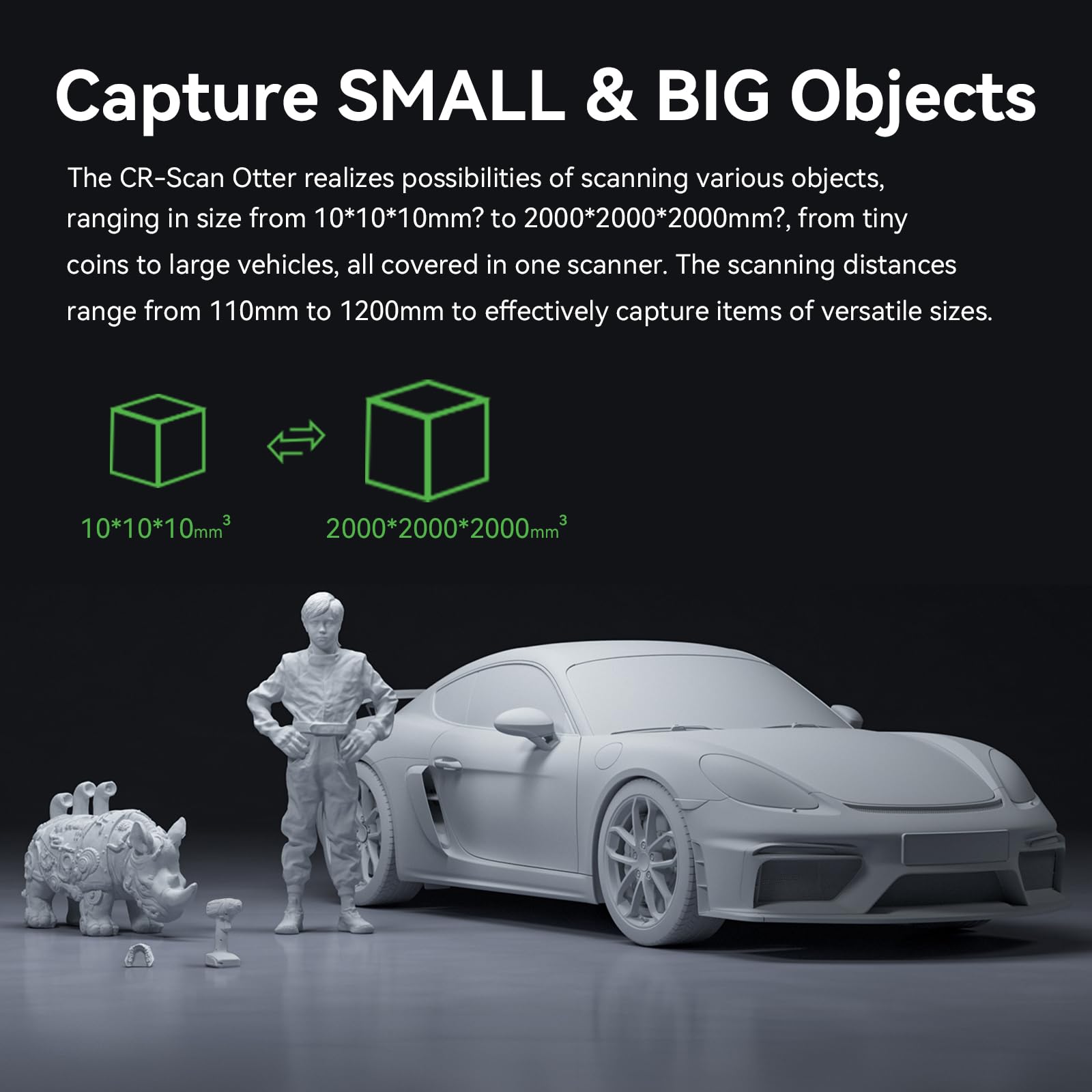 Creality Sermoon S1 3D Scanner, High-Precision 0.02mm Metrology-Grade 3D Scanner for 3D Printing with Blue/IR Laser, Exclusive Single-line Deep Hole scanning Technology, Wireless Support