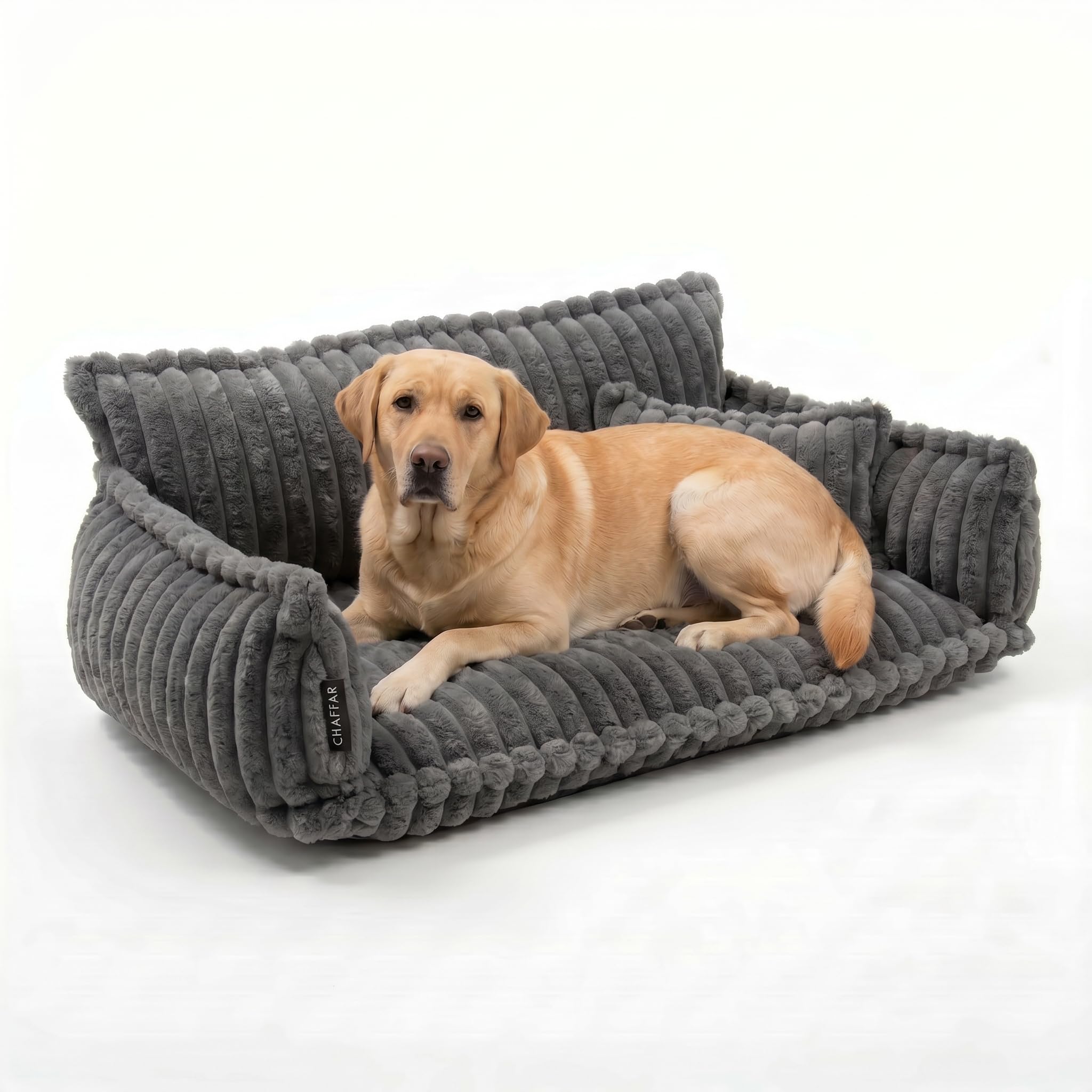 Katzensofa Chaffar | Katzenbett Hundebett Hundesofa | Orthopädische Matratze | Moderner Stil | Cord-Design Größen (Lichtgrau, M (80cm))