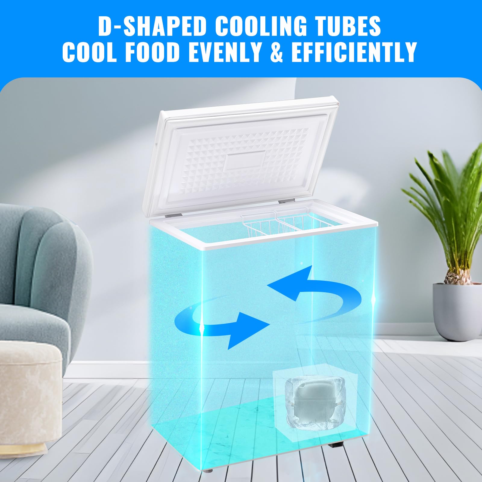 Mini Chest Freezer Compact Deep Freezing Machine with Electronic Temperature Control (Accurate to 1 ℉) Freestanding Small Freezer with 2 Removable Storage Baskets Black