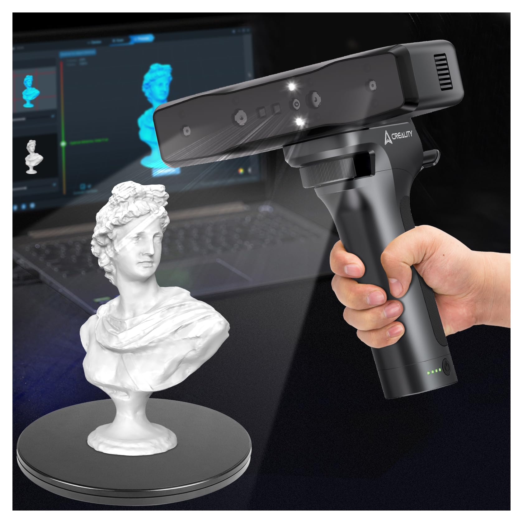 Creality Sermoon S1 3D Scanner, High-Precision 0.02mm Metrology-Grade 3D Scanner for 3D Printing with Blue/IR Laser, Exclusive Single-line Deep Hole scanning Technology, Wireless Support