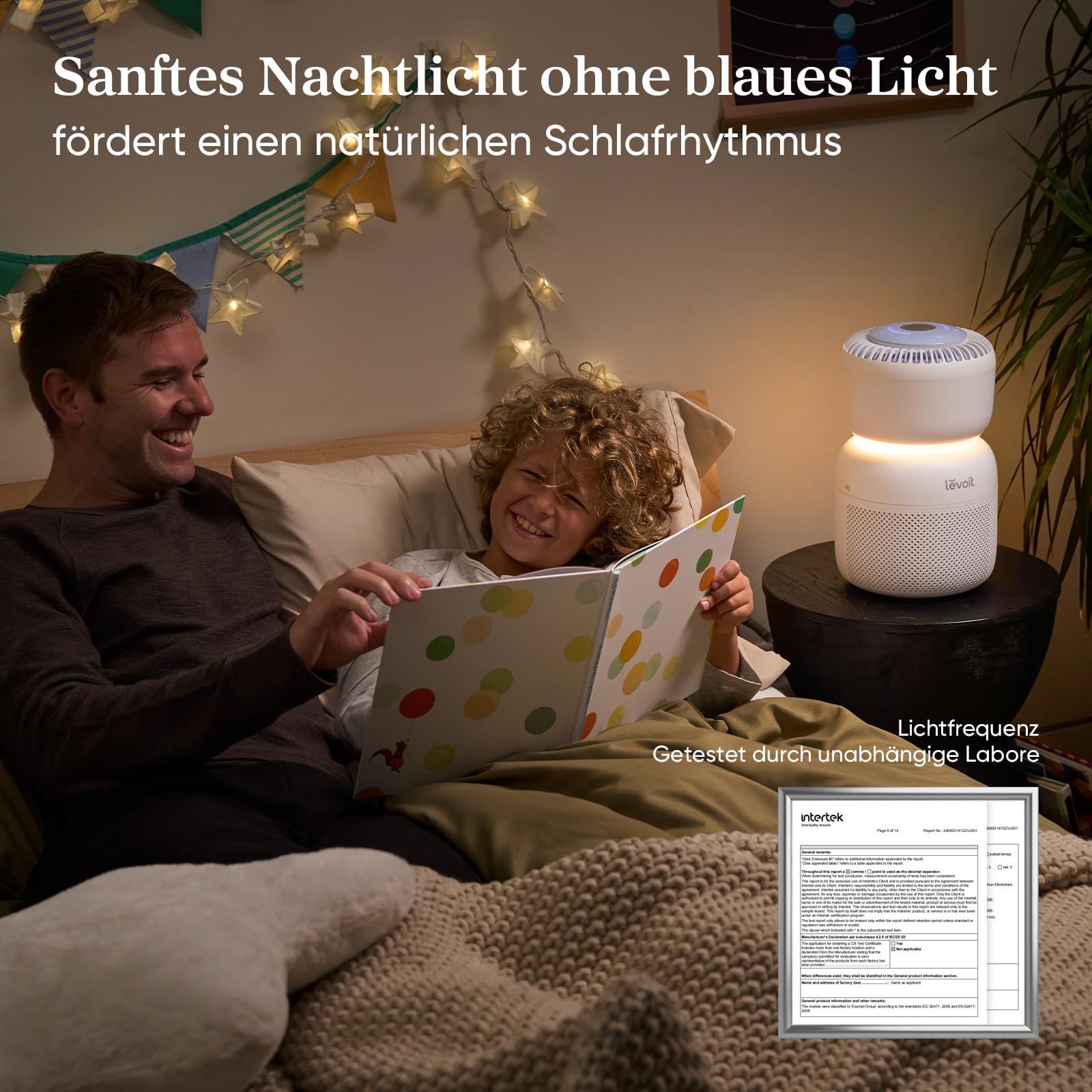 Levoit Luftreiniger mit HEPA Luftfilter gegen 99,97 Prozent Schimmel Staub Pollen Tierhaare, Luftqualitäts-Feedback und Auto-Modus, CADR 240m³/h für Raucherzimmer, bis zu 50m², Weiß