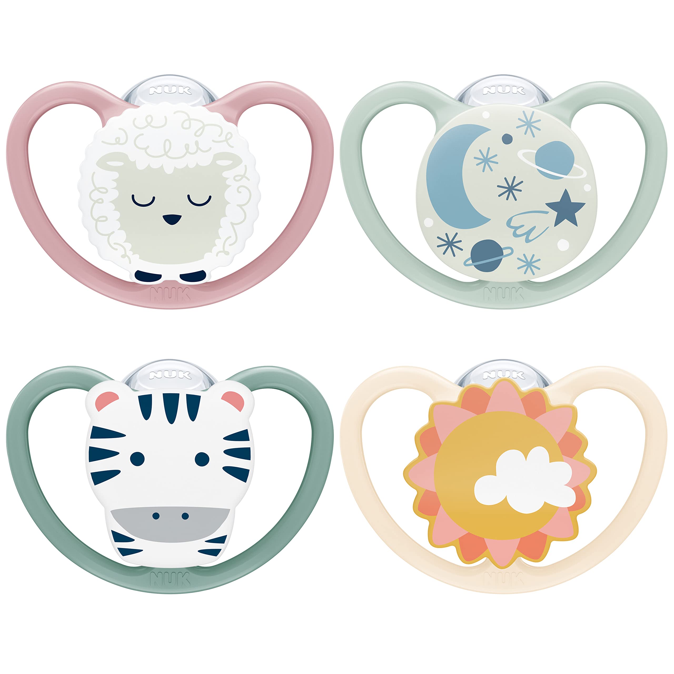NUK Perfect Match Air Day & Night Baby-Schnuller | 0-6 Monate | Leuchtende Schnuller, die Luftzirkulation fördern & Speichelrash verhindern | 95% Baby-Akzeptanz** | Sortiert | 4 Stück
