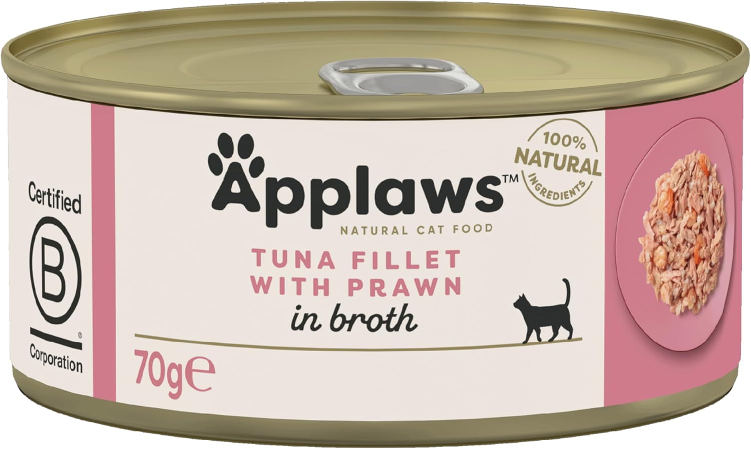 Applaws 100% Natural Thunfischfilet Nassfutter in Brühe für ausgewachsene Katzen - 24 x 70g Dosen