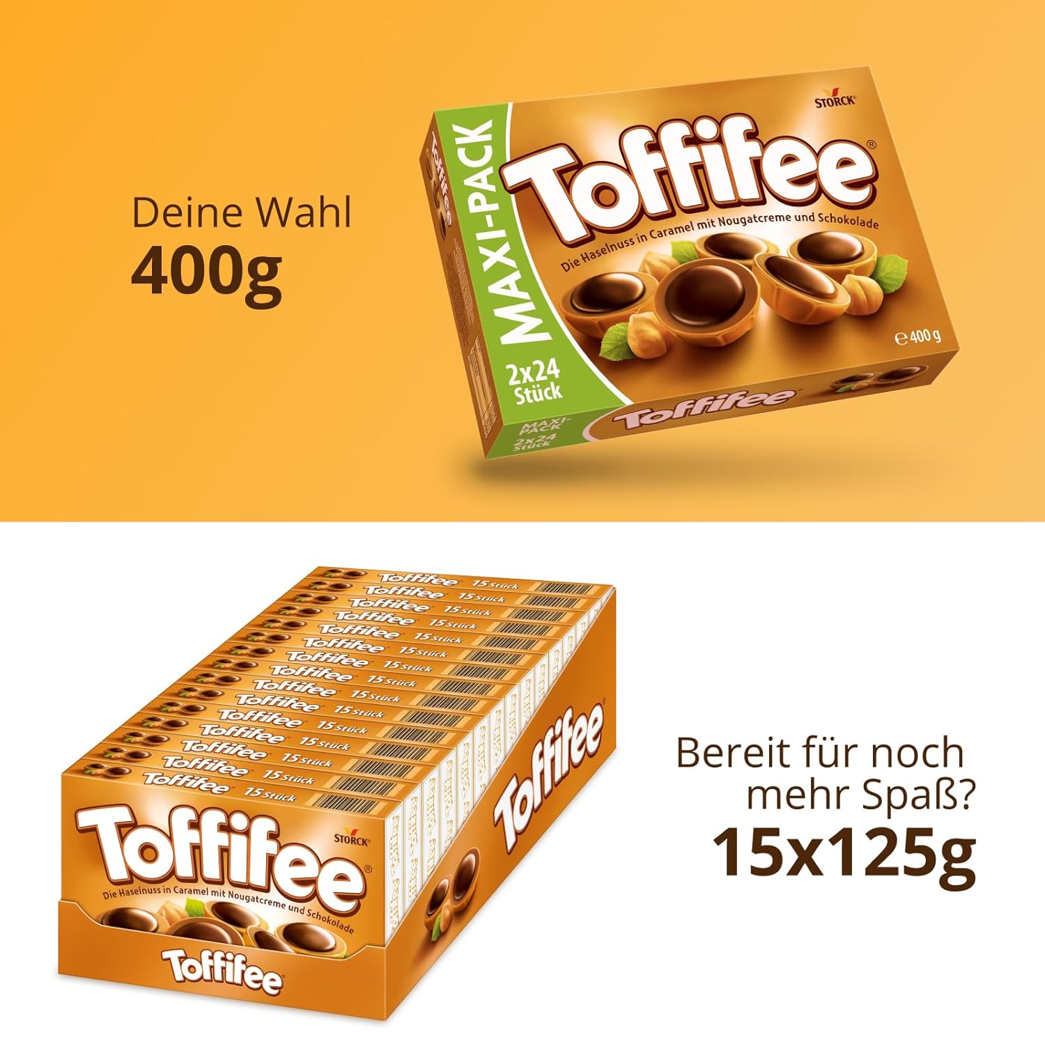 Toffifee – 1 x 125 g – Haselnuss in Karamell mit Nougatcreme und Schokolade – ideal zum gemeinsamen Naschen und Teilen