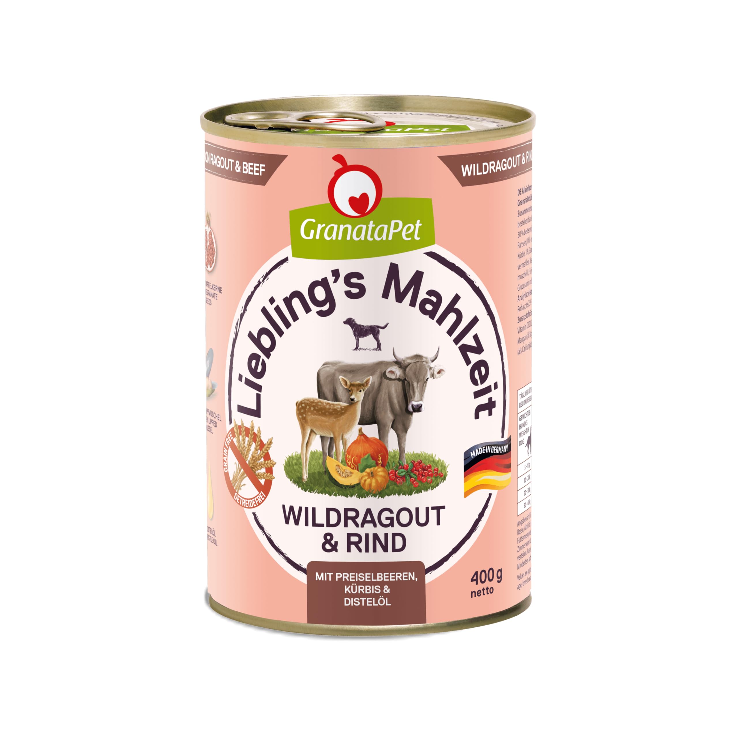 GranataPet Liebling's Mahlzeit Multipack 2, Nassfutter für Hunde im Probierpaket, Alleinfuttermittel ohne Getreide, Hundefutter mit hohem Fleischanteil & hochwertigen Ölen, 6 x 800 g